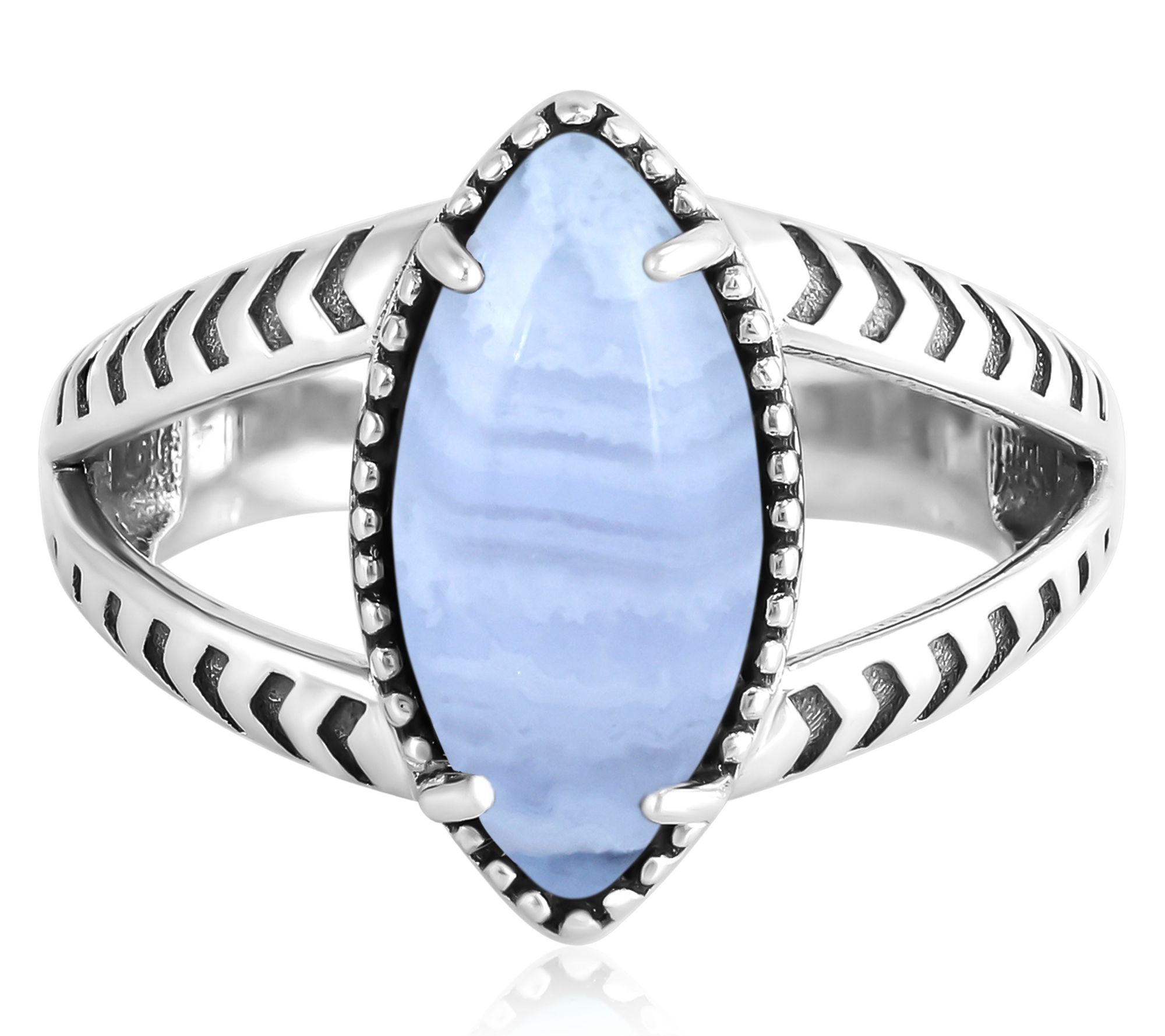 American West Sterling Marquise Gemstone SplitShank Ring