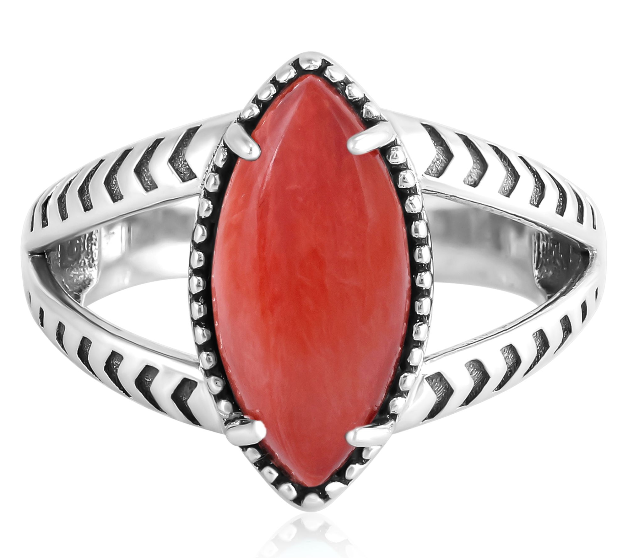 American West Sterling Marquise Gemstone SplitShank Ring