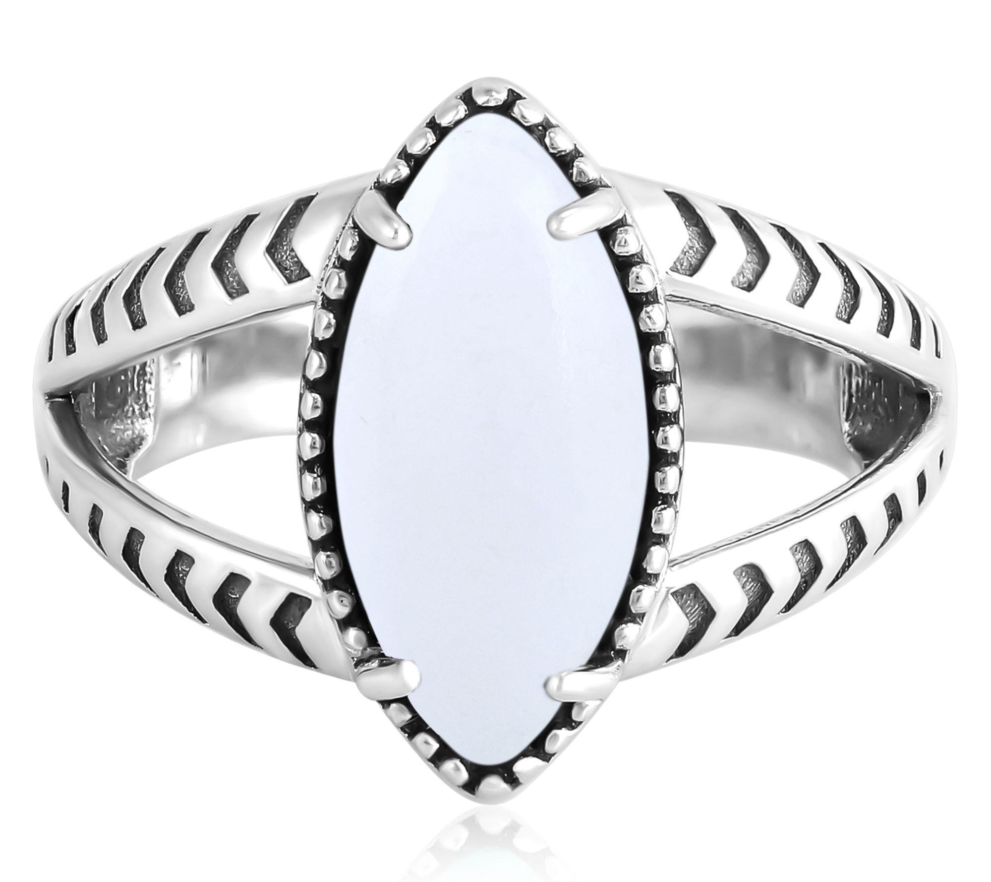 American West Sterling Marquise Gemstone SplitShank Ring