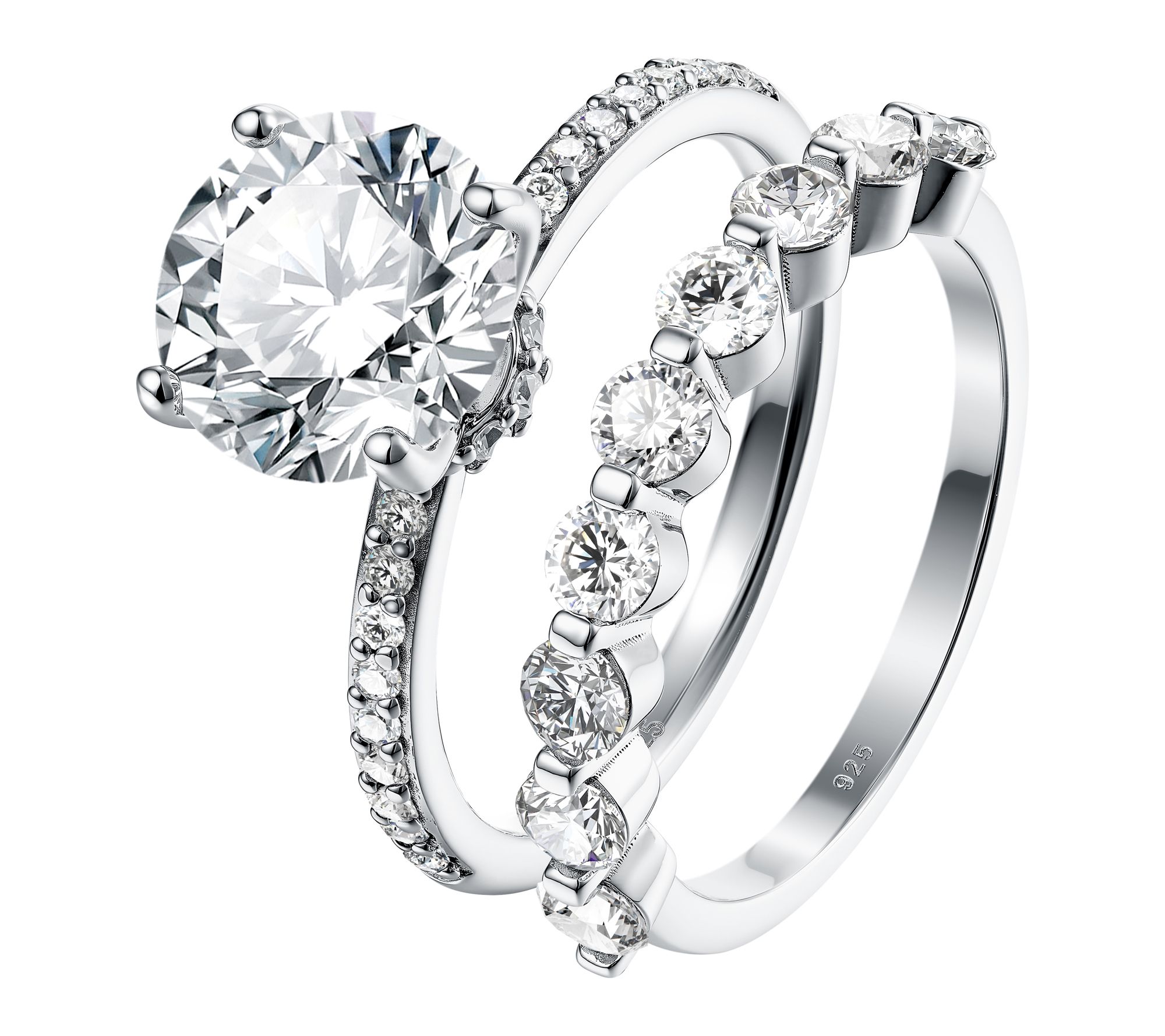 Diamonique 4.65 cttw Ring Set, Sterling Silver