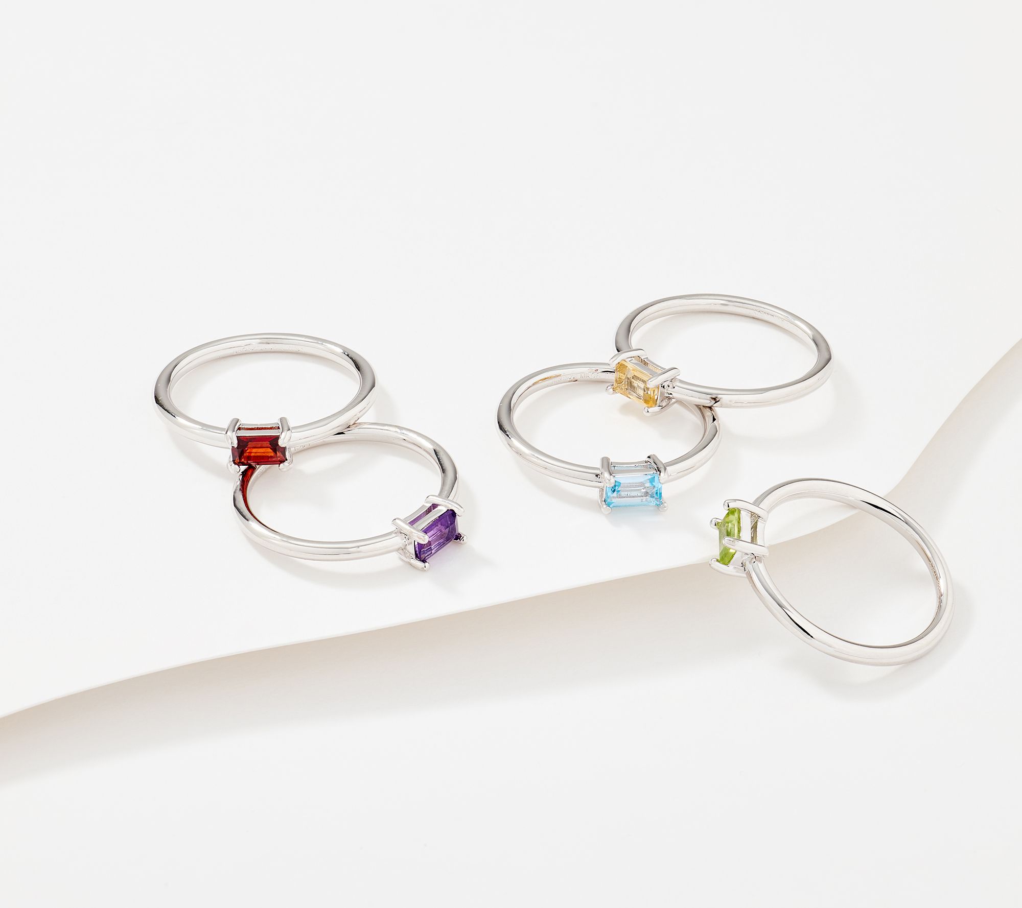 David Markstein Bronze Set of 5 Genuine Gemstone Rings