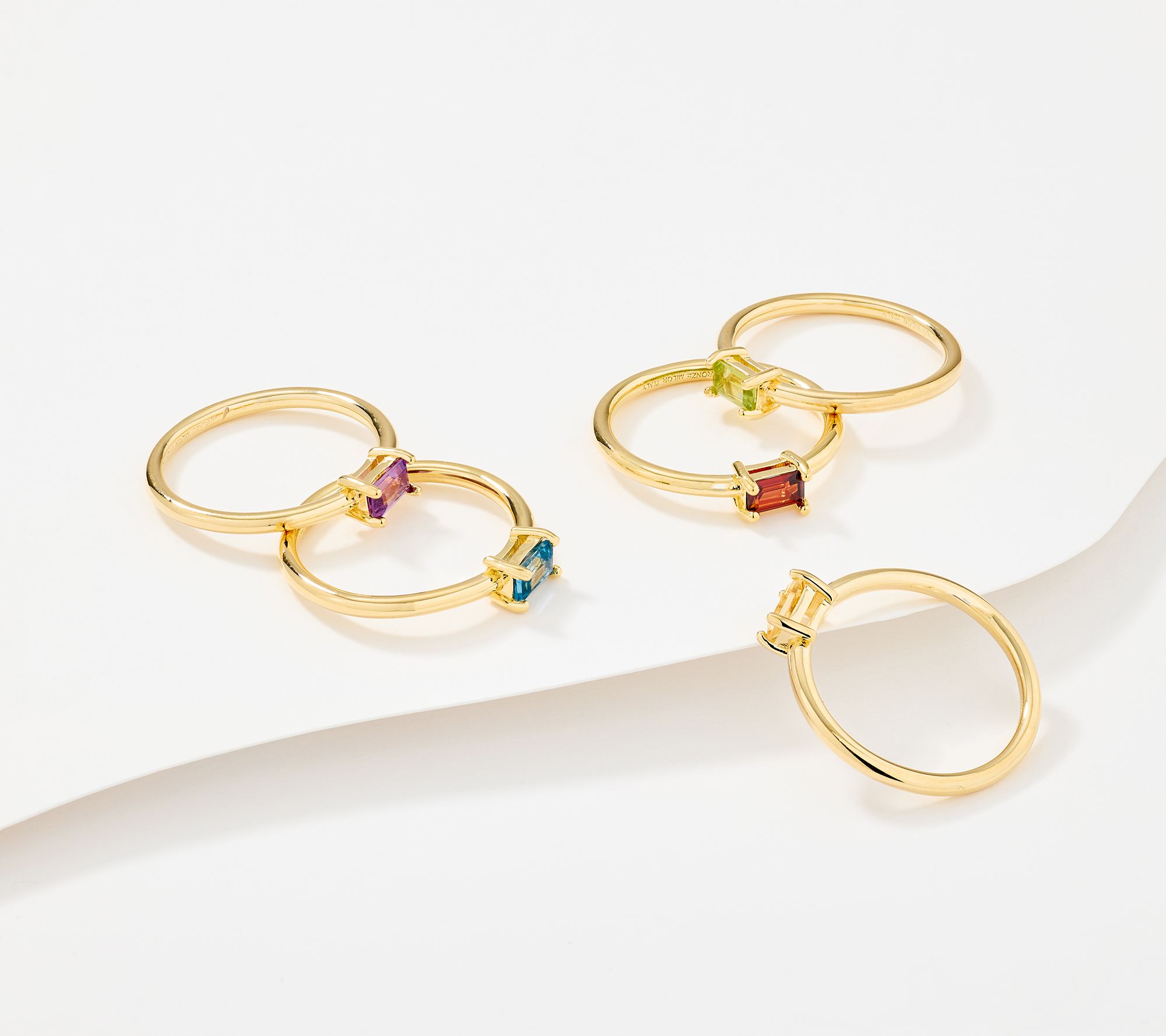 David Markstein Bronze Set of 5 Genuine Gemstone Rings