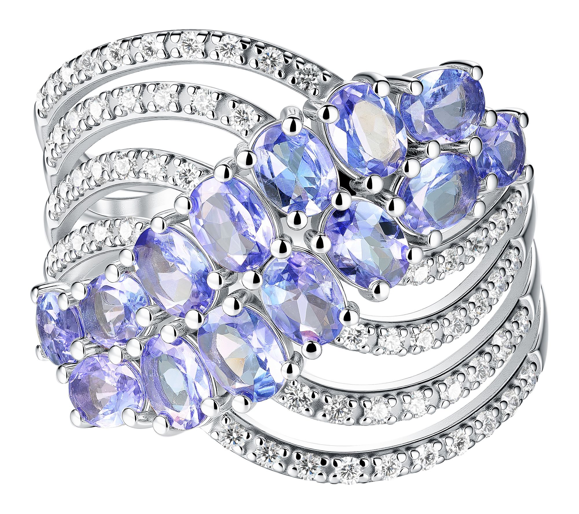 Affinity Gems Pastel Tanzanite& White Zircon Ring, Sterling