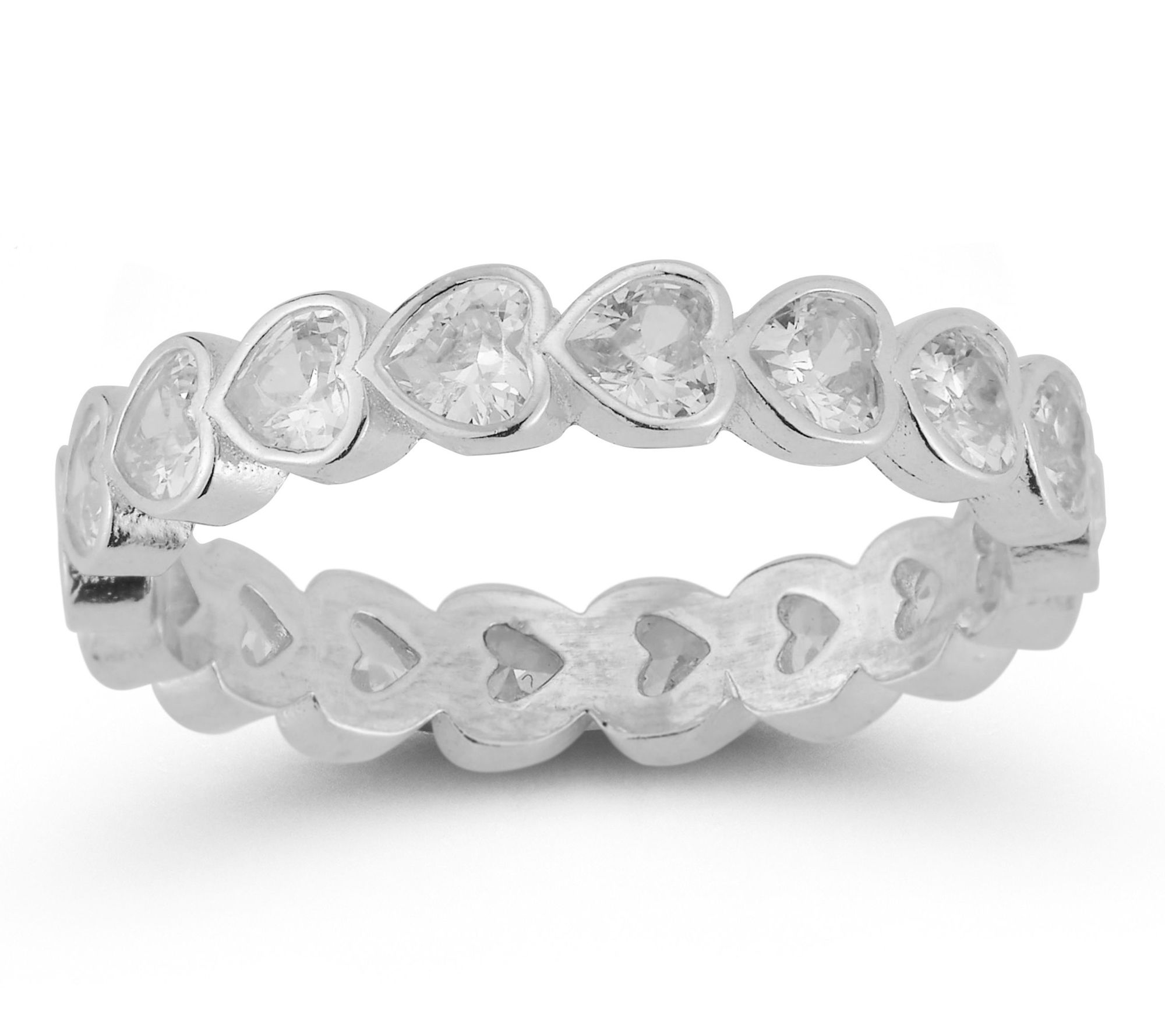 Sterlina Silver Heart Row Band Ring, Sterling