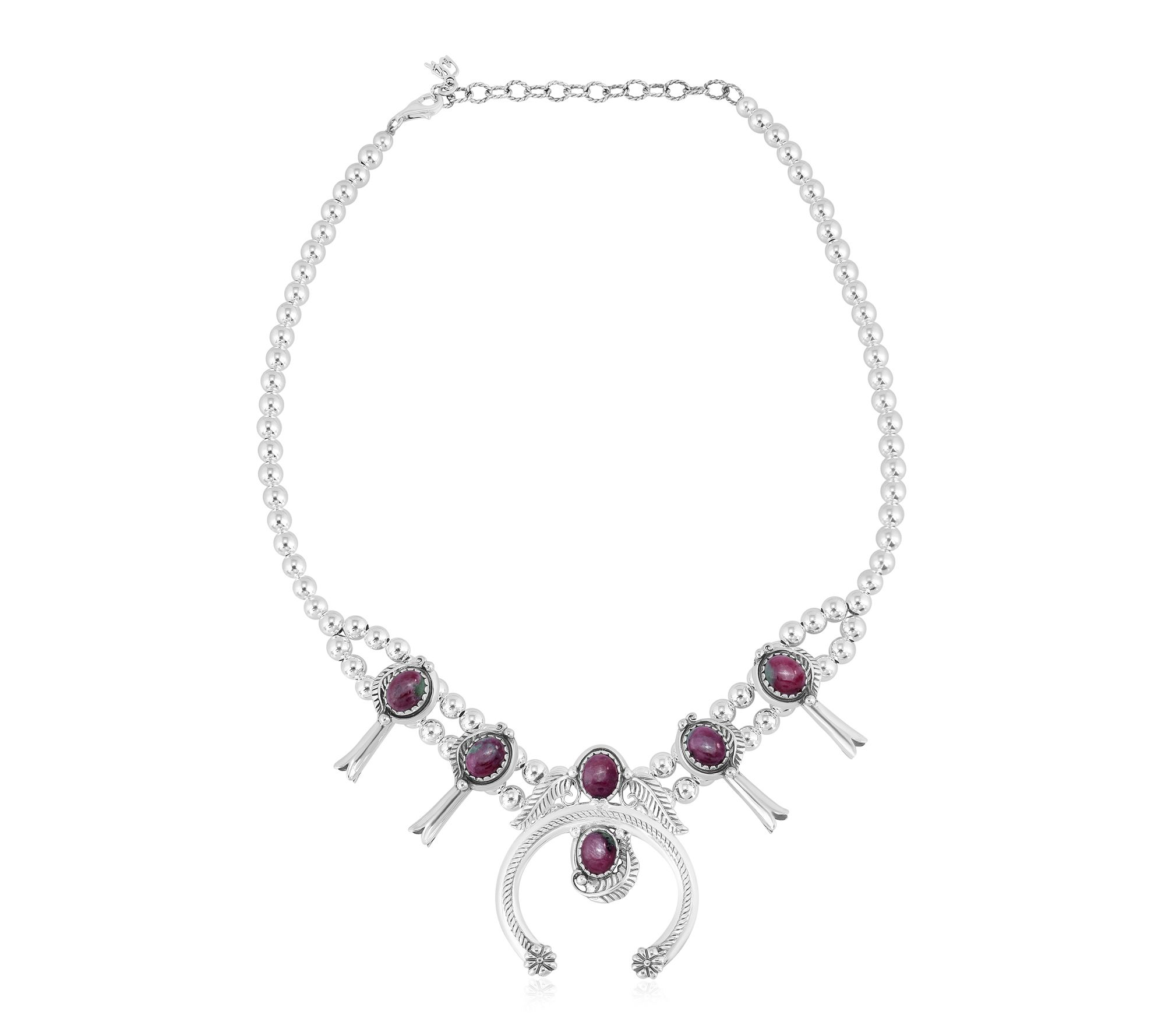 American West Sterling Silver Ruby Zoisite Blossom Necklace