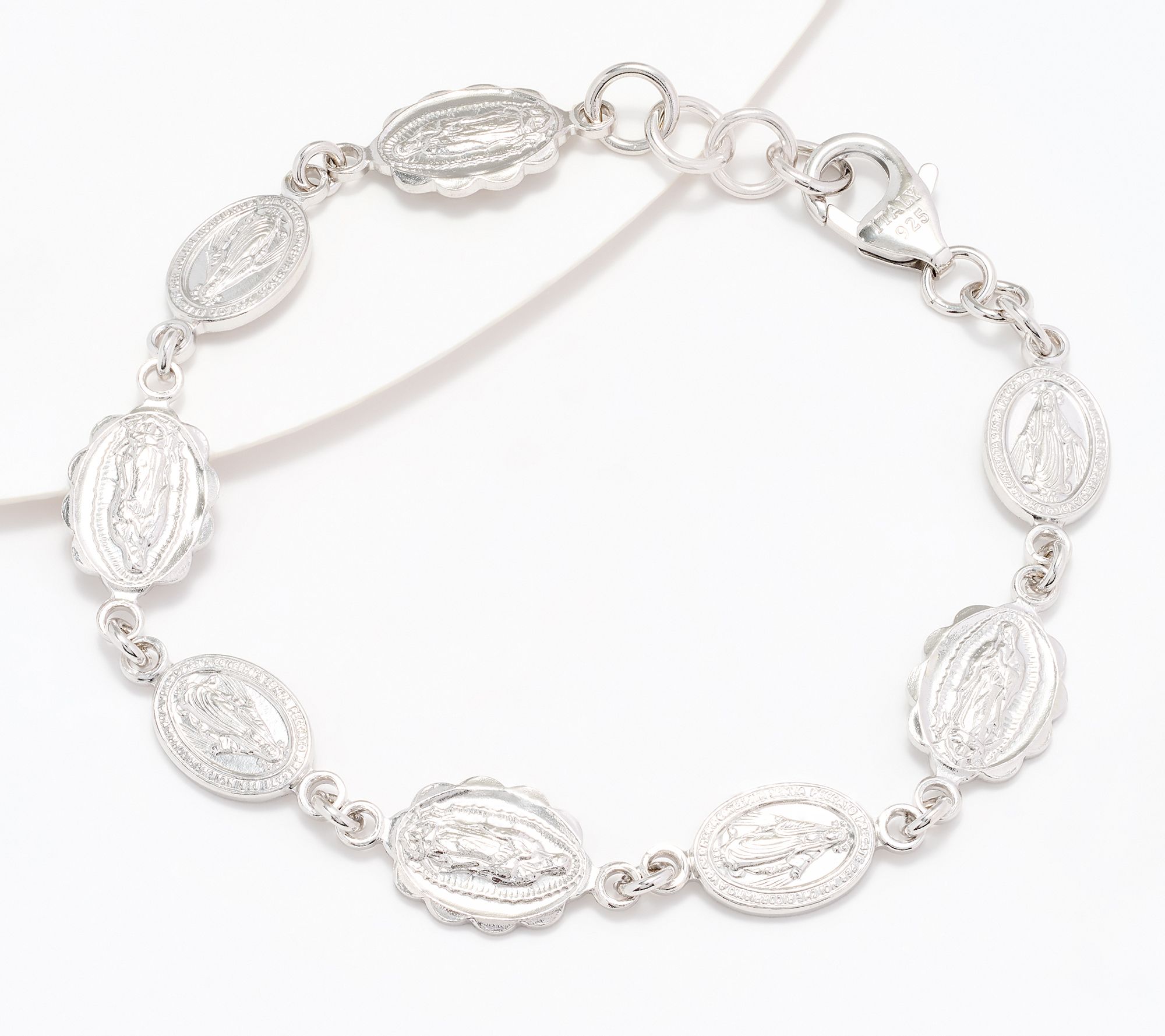 "As Is" David Markstein Sterl Religious Medallion Line Bracelet