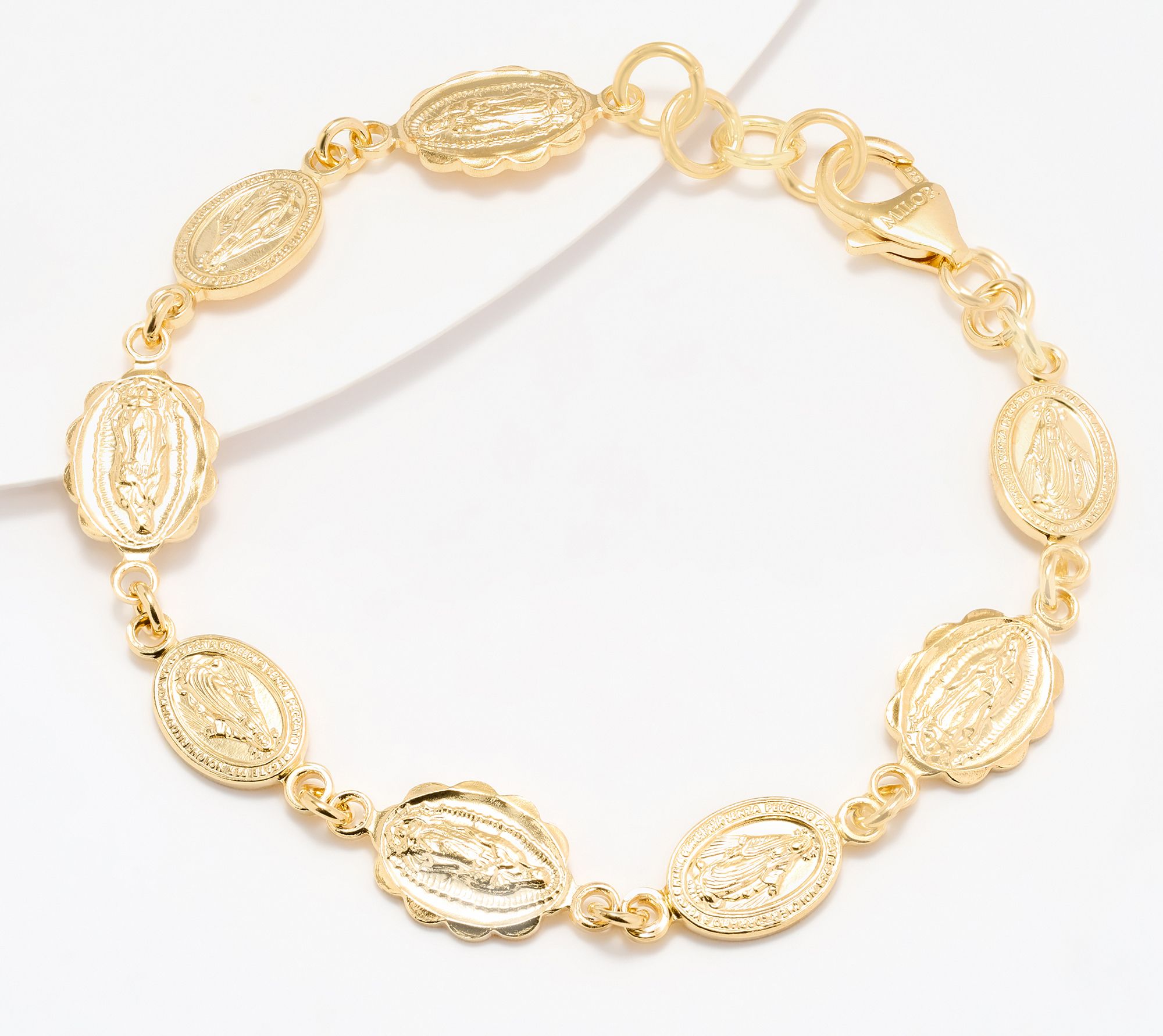 "As Is" David Markstein Sterl Religious Medallion Line Bracelet