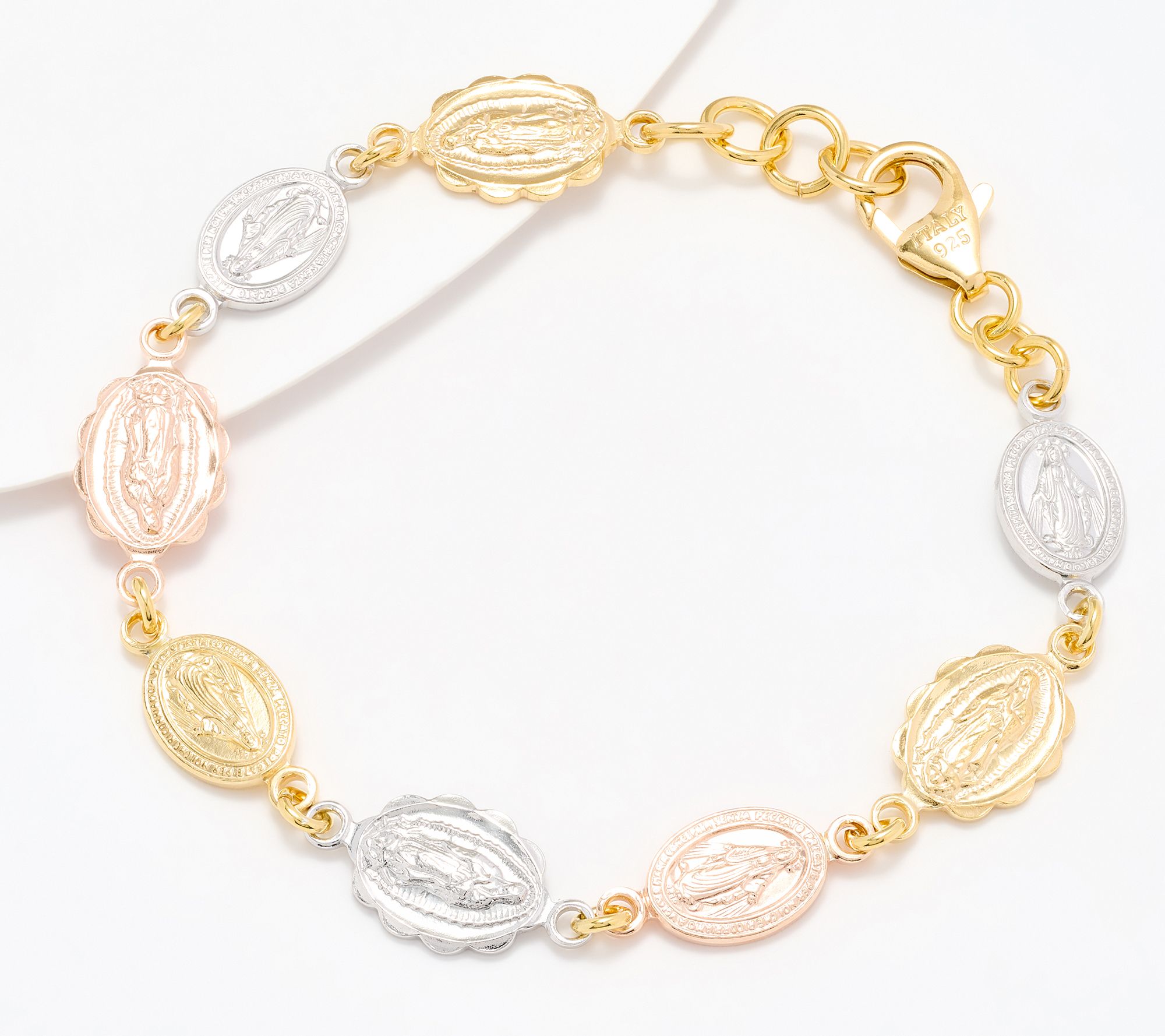 "As Is" David Markstein Sterl Religious Medallion Line Bracelet