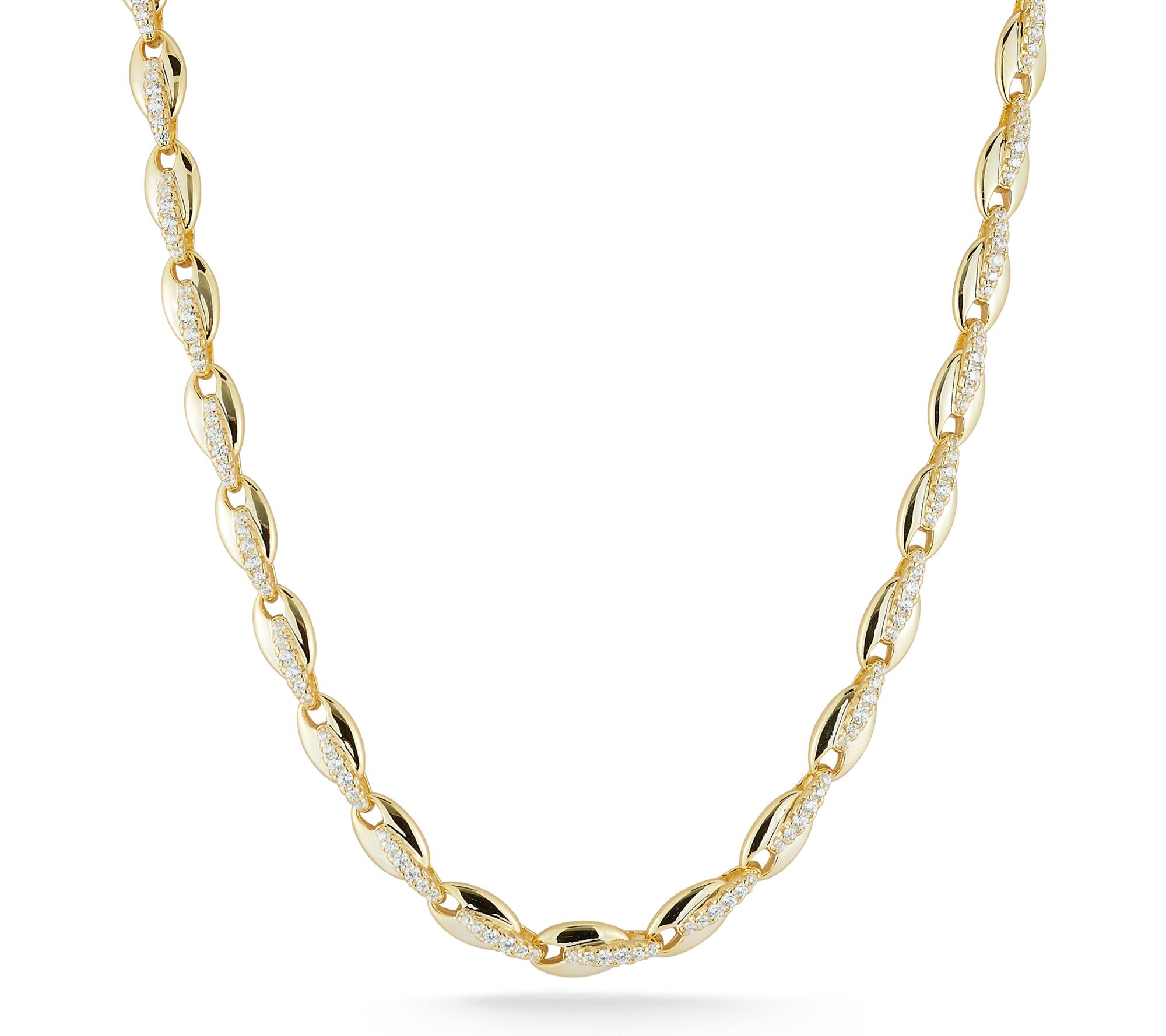 Sterlina Silver Pave Marquise Link Necklace, Sterling