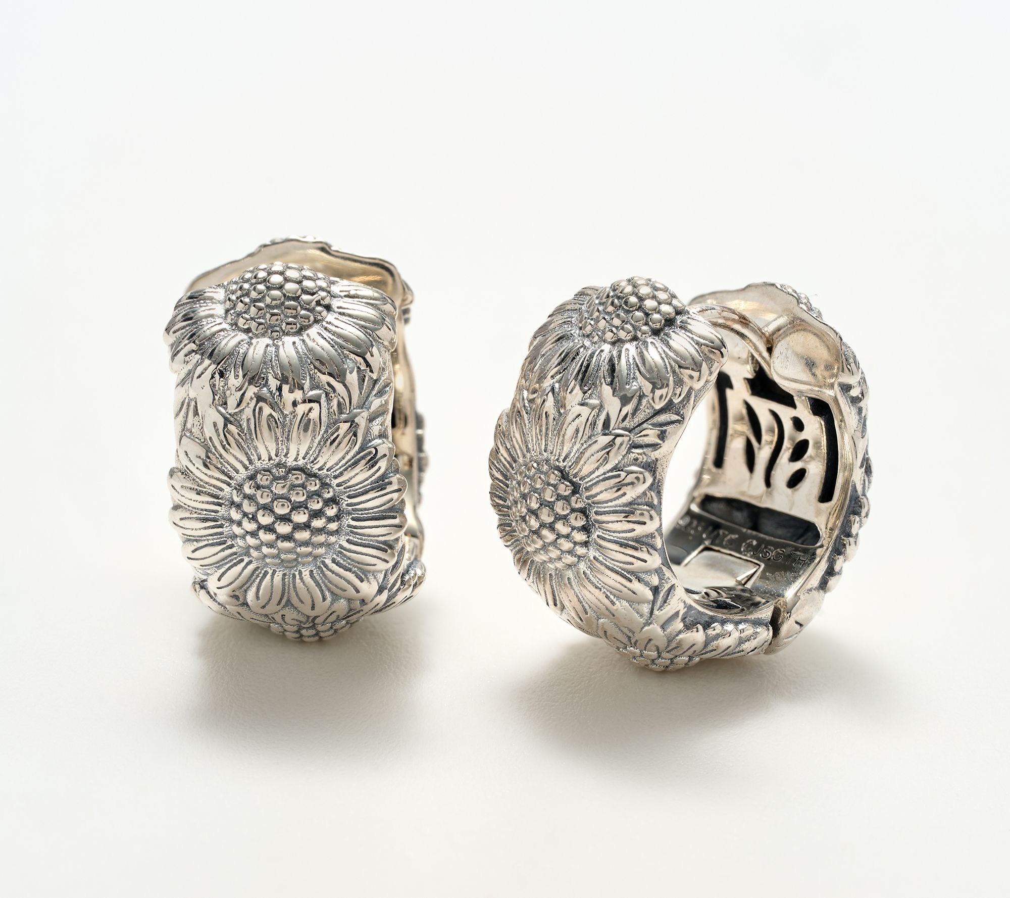 Christian James by Scott Grimes Sterling Silver Sunflower Huggie Earrings