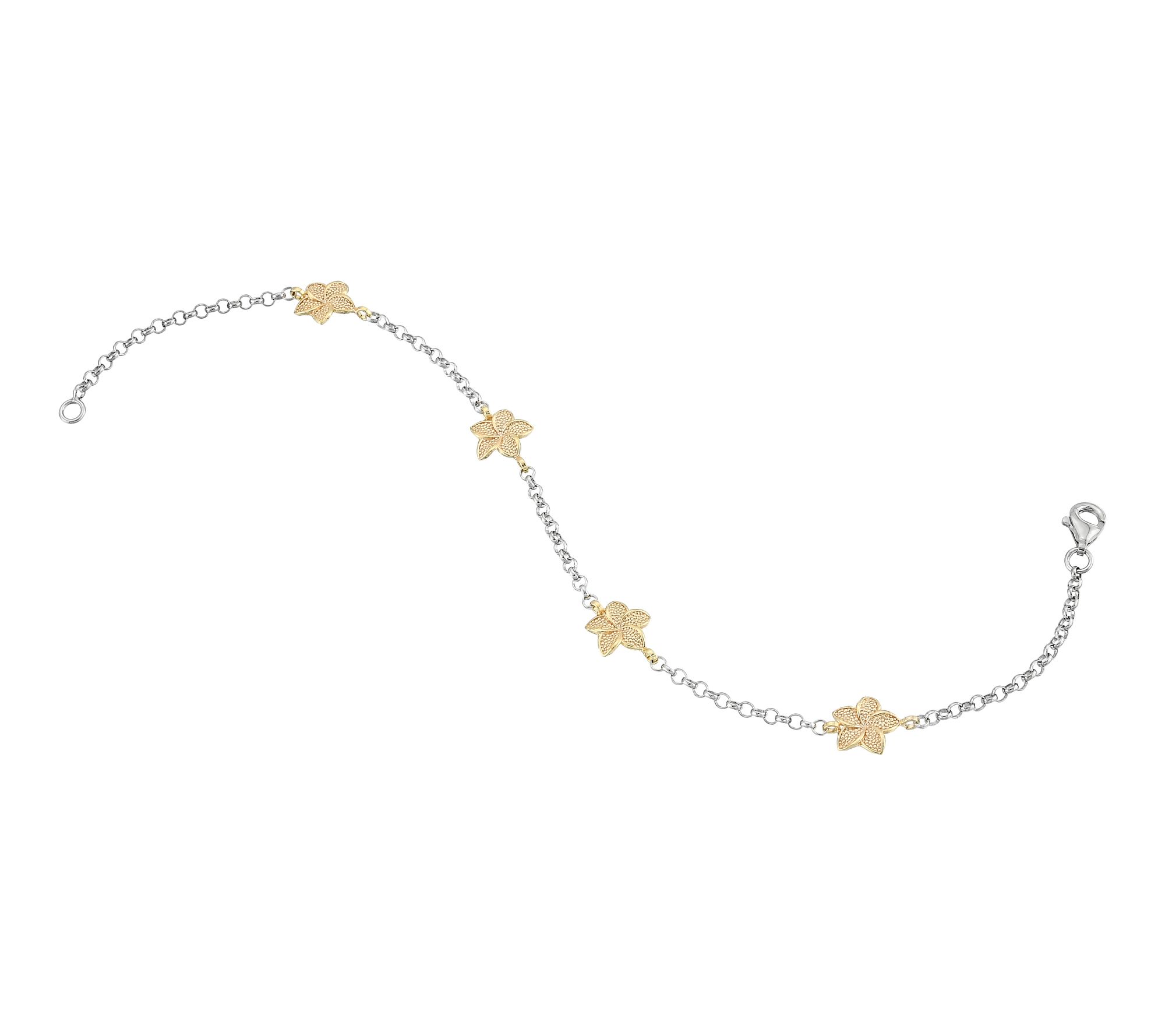 Silver Style Two-Tone Forget-Me-Not Bracelet, Sterling Silver