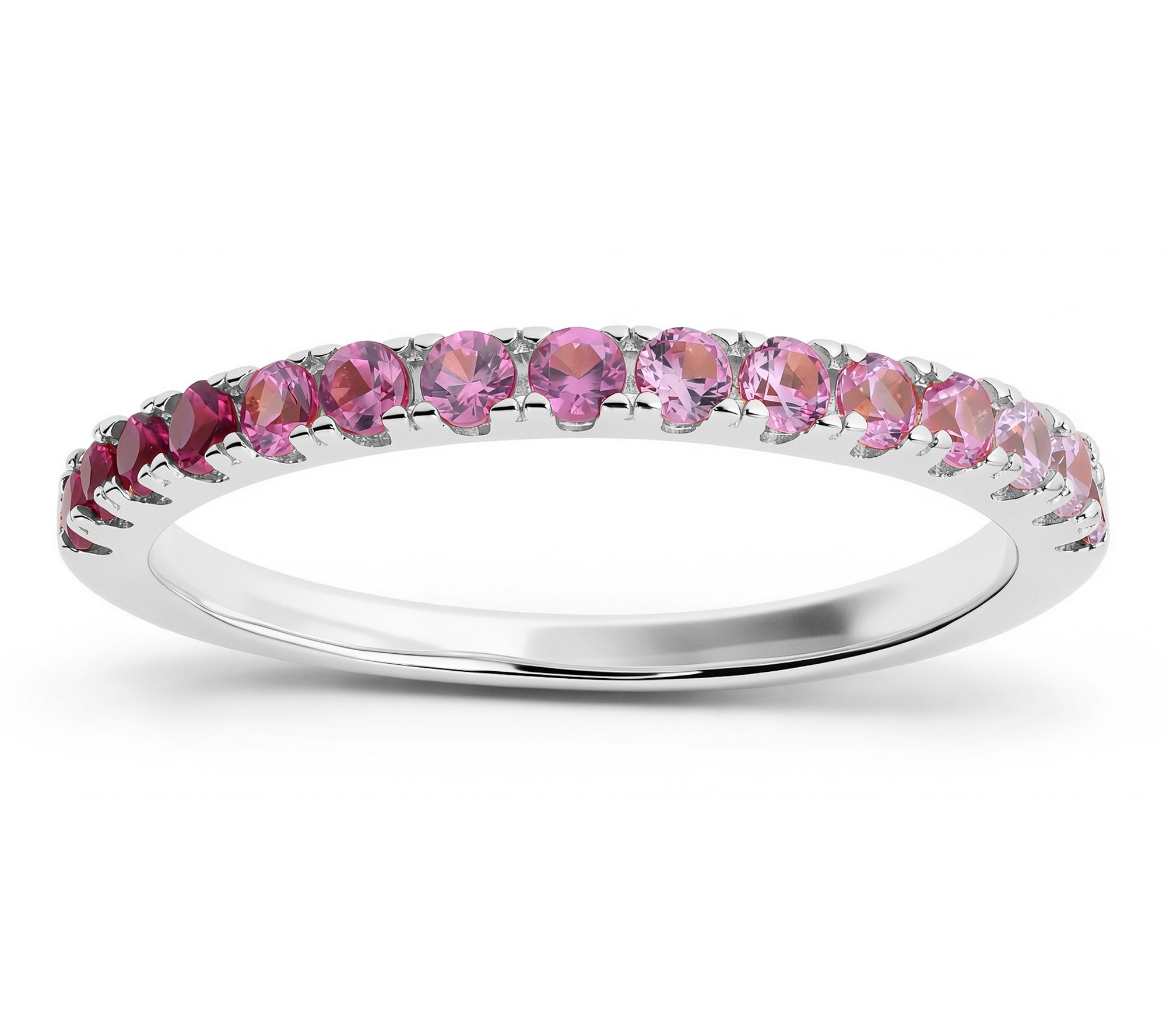 Diamonique Petite Pink Ombre Band Ring, Sterling Silver