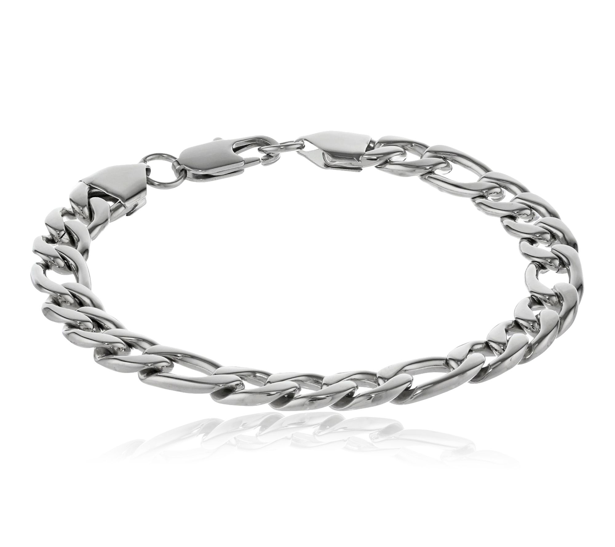 LYNX Men's Stainless Steel Figaro Chain Bracelet
