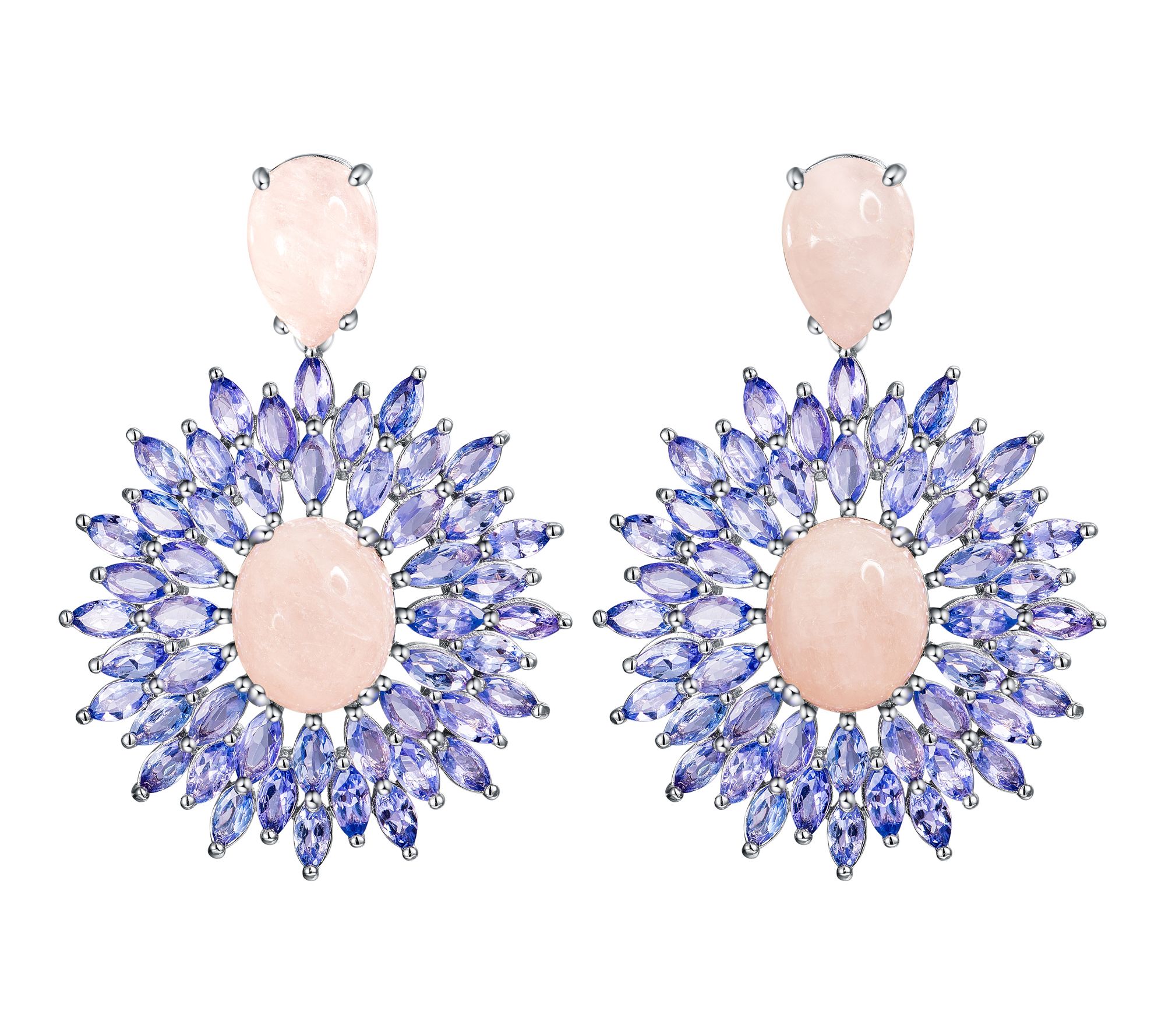 Affinity Gems Floral Halo Stud Earrings, Sterling Silver