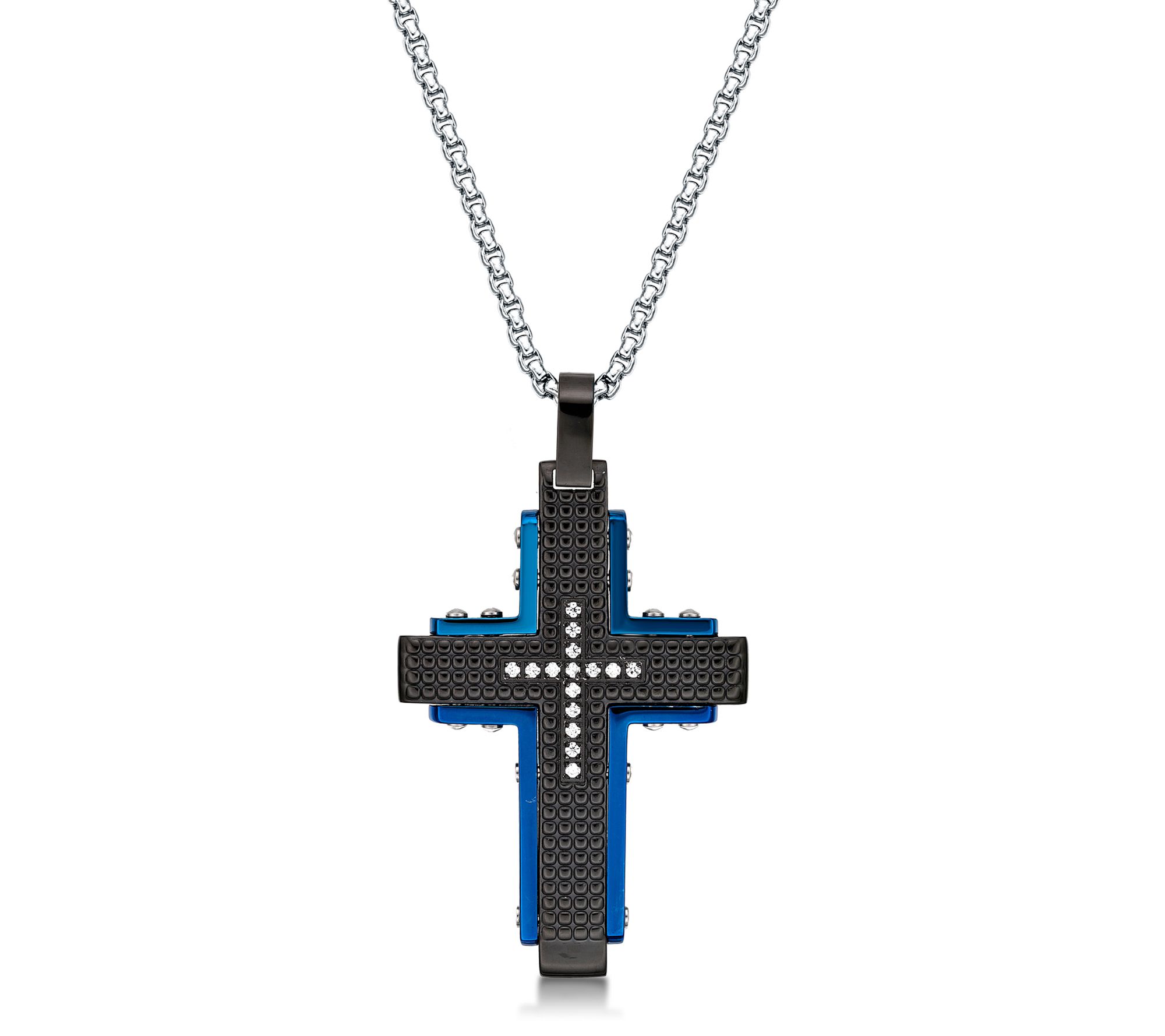 LYNX Men's Two -Tone Stainless Steel Cross Pendant w/ Chain