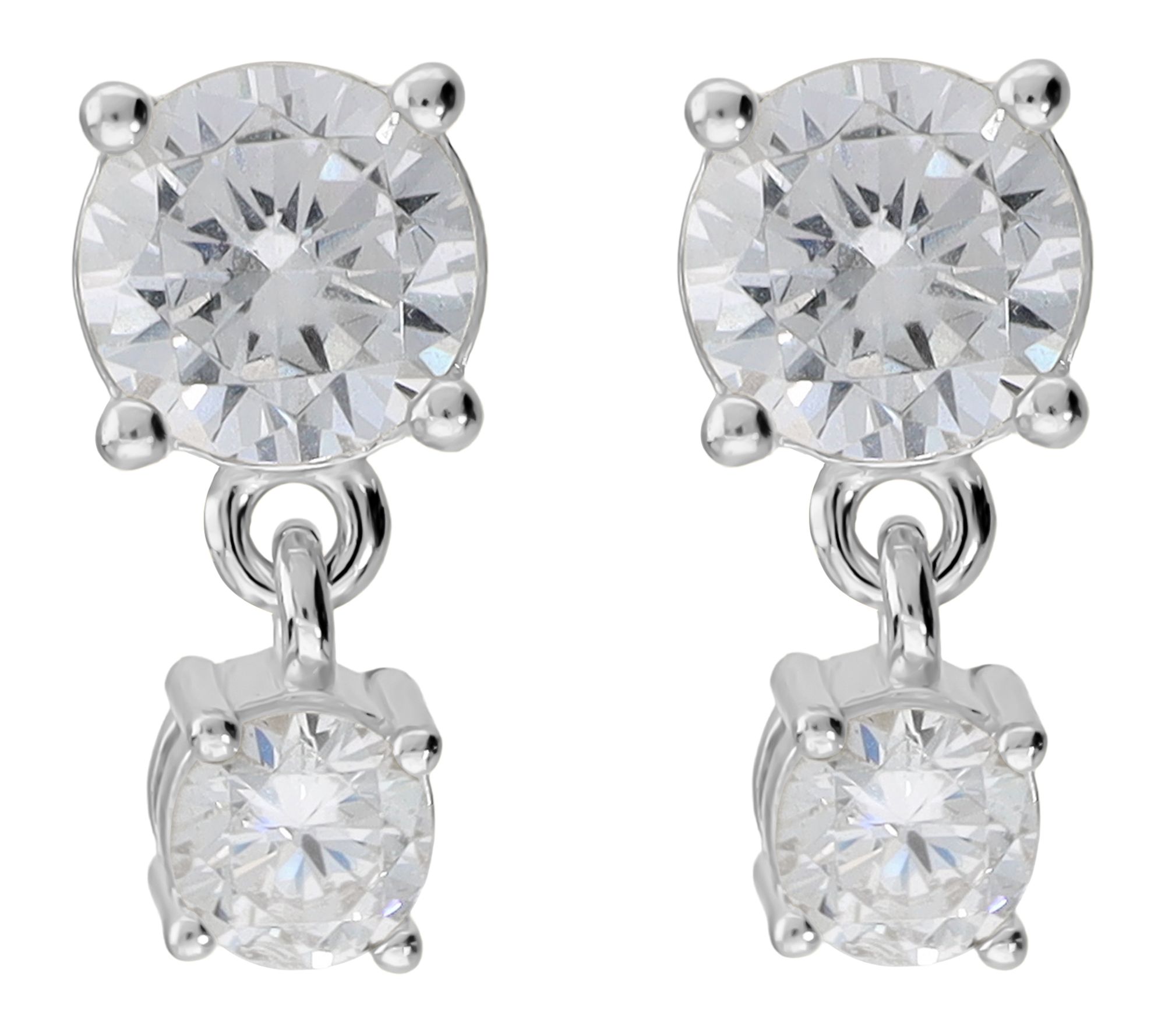 Diamonique Dangle Earrings Sterling Silver