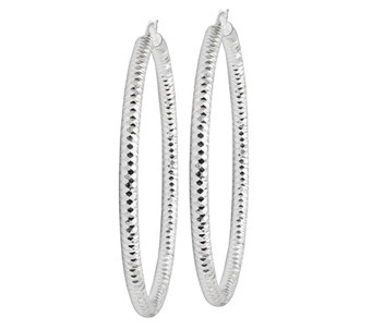 Sterling Diamond-Cut 2-1/2" Hoop Earrings - J478797