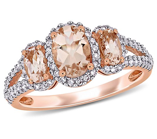 Bellini 14K Gold 1.10 cttw Morganite & 1/3 cttw Diamond Ring