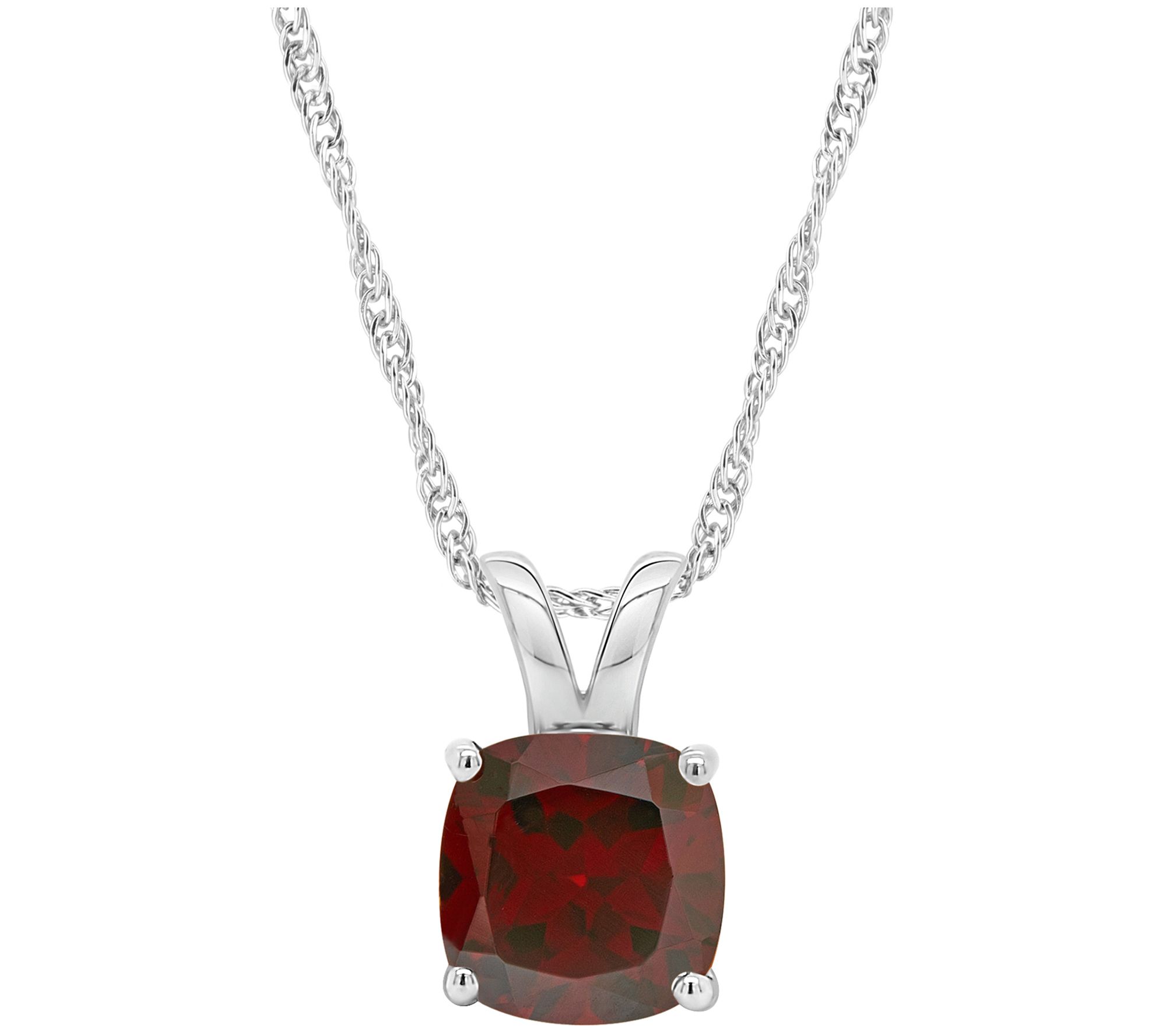 Sterling Cushion-Cut Solitaire Gemstone Pendant w/ 18" Chain