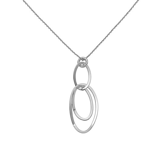 Italian Silver Graduated Oval Pendant w/ Chain