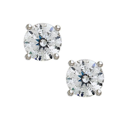 100-Facet Diamonique Round Stud Earrings, Platinum Clad