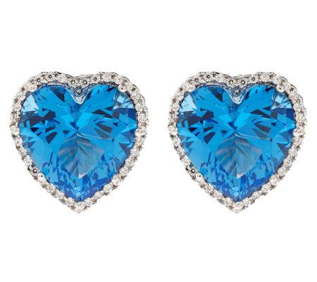Smithsonian Simulated Blue Heart Diamond Earrings - QVC.com