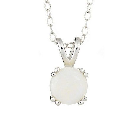Sterling Round Birthstone Pendant with 18" Chain