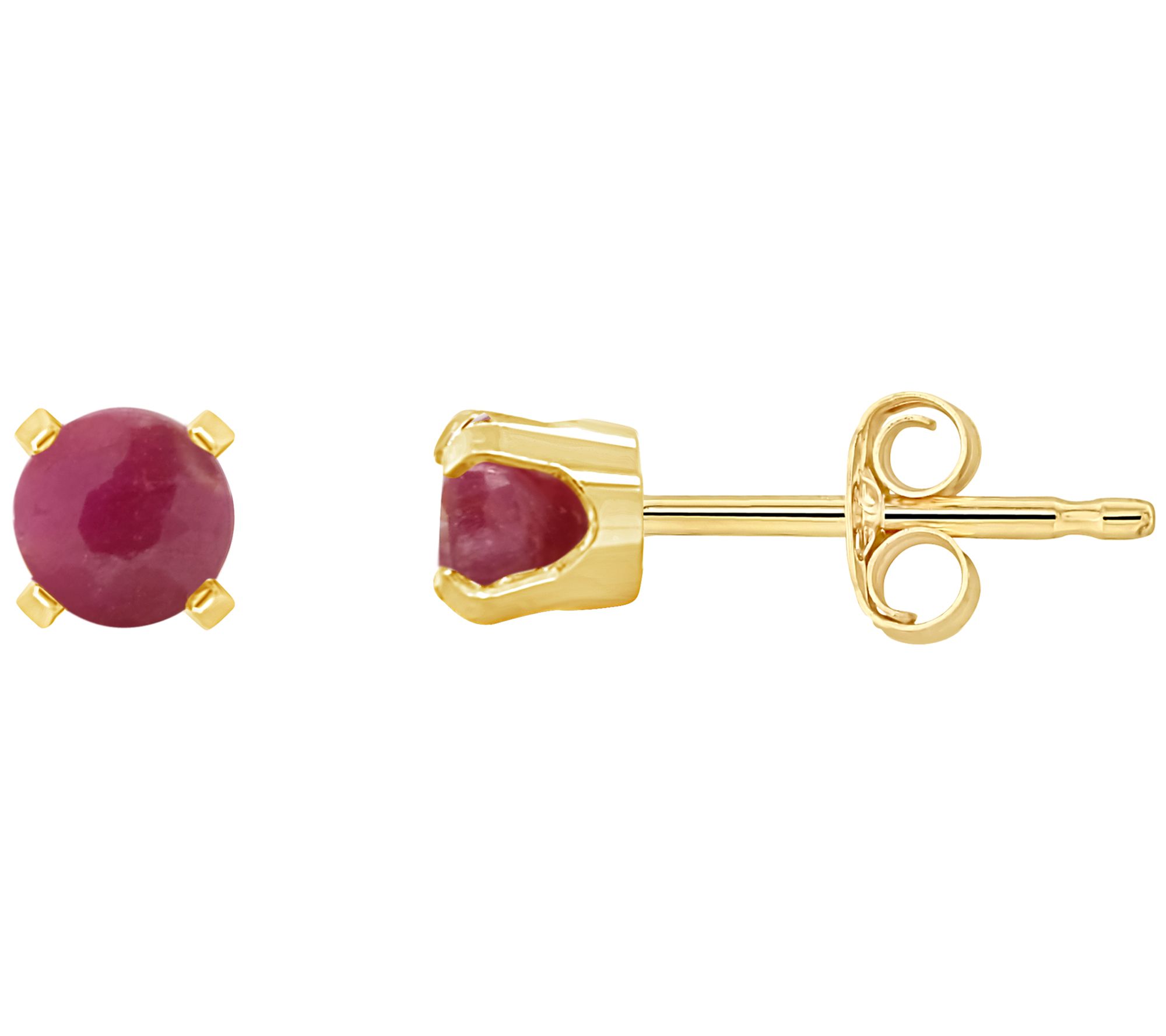 Choice of Birthstone 4mm Round Stud Earrings, 14K Yellow Gold