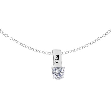 Sterling Birthstone Name Pendant w/ Chain