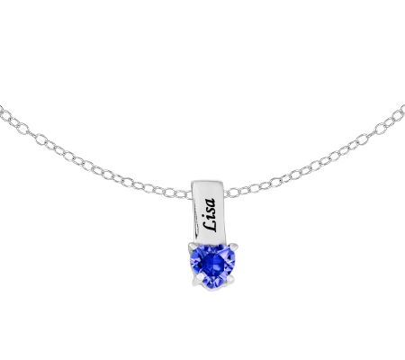 Sterling Birthstone Name Pendant w/ Chain