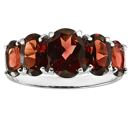 Sterling Oval Gemstone Five-Stone Ring