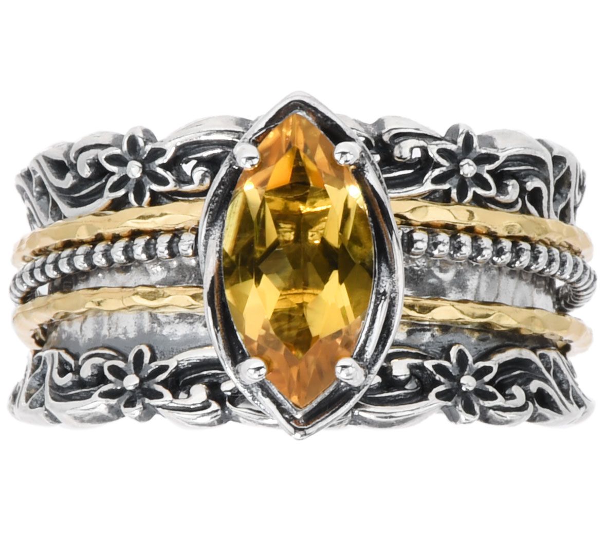 Or Paz Sterling Marquise Gemstone Spinner Ring - QVC.com