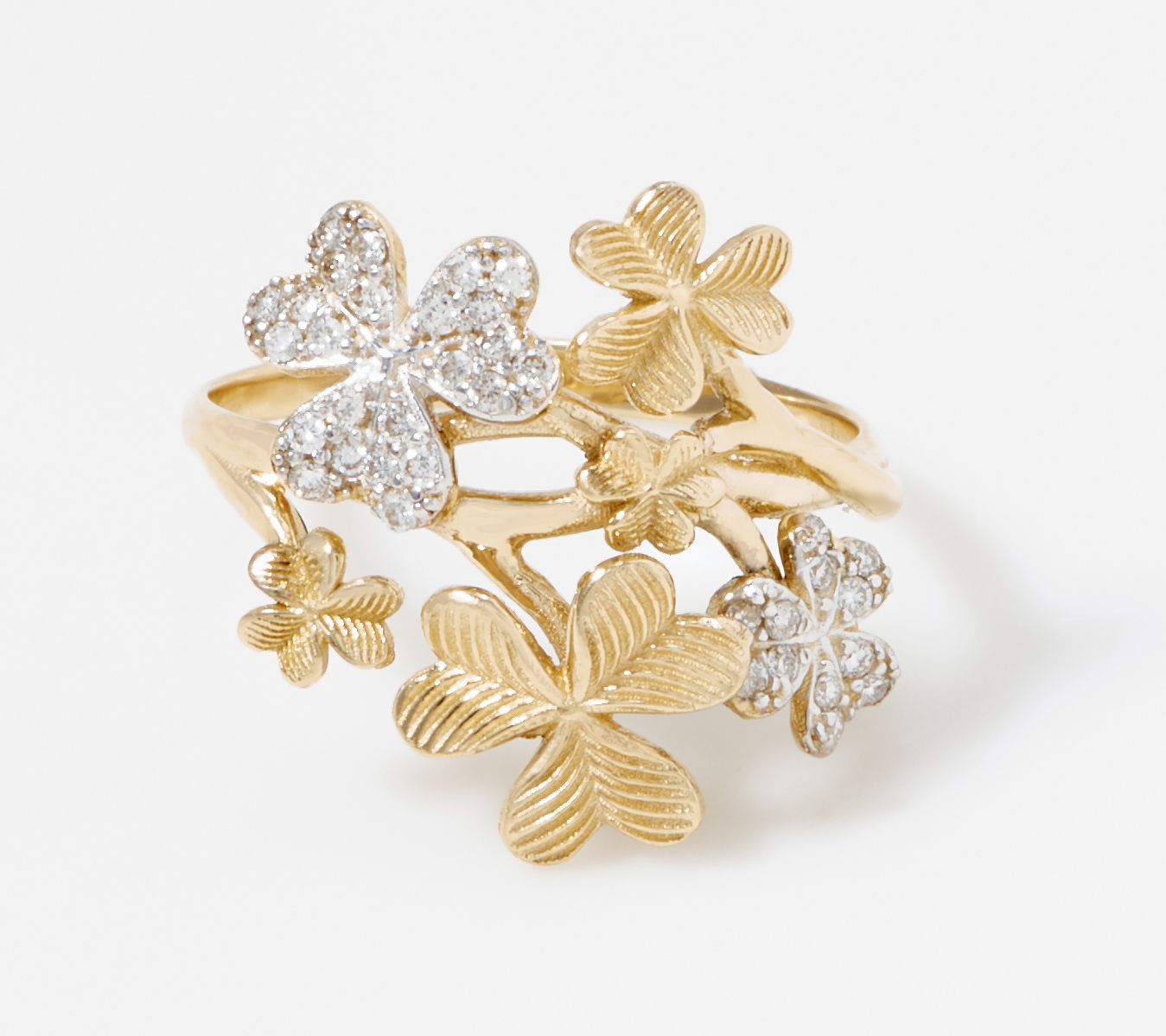 Adi Paz 14K Gold Diamond Accent Clover Ring - QVC.com