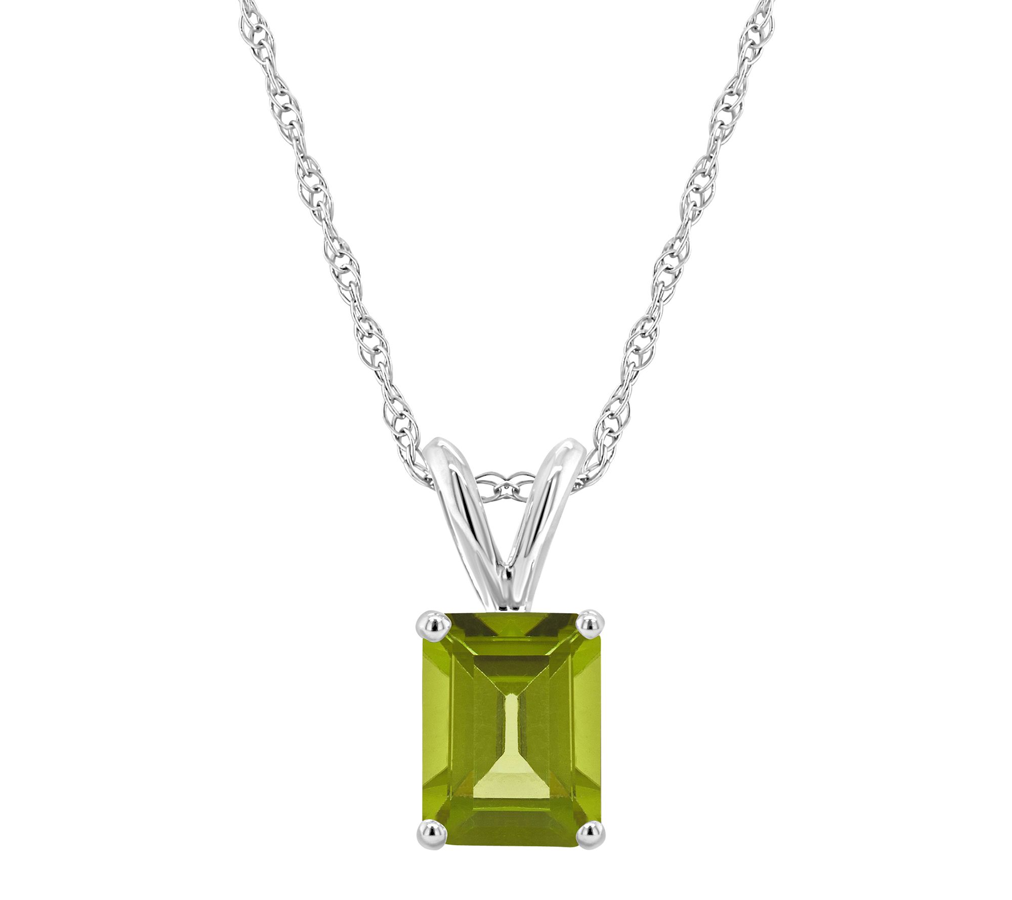 14K Gold Emerald-Cut 1.70 cttw Peridot Pendant w/ Chain