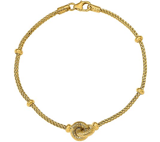 Italian Gold Interlocking Wheat Bracelet 14K, 3.4g
