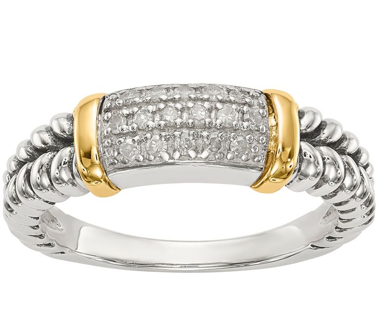 Sterling & 14K 1/10 cttw Diamond Band Ring - QVC.com