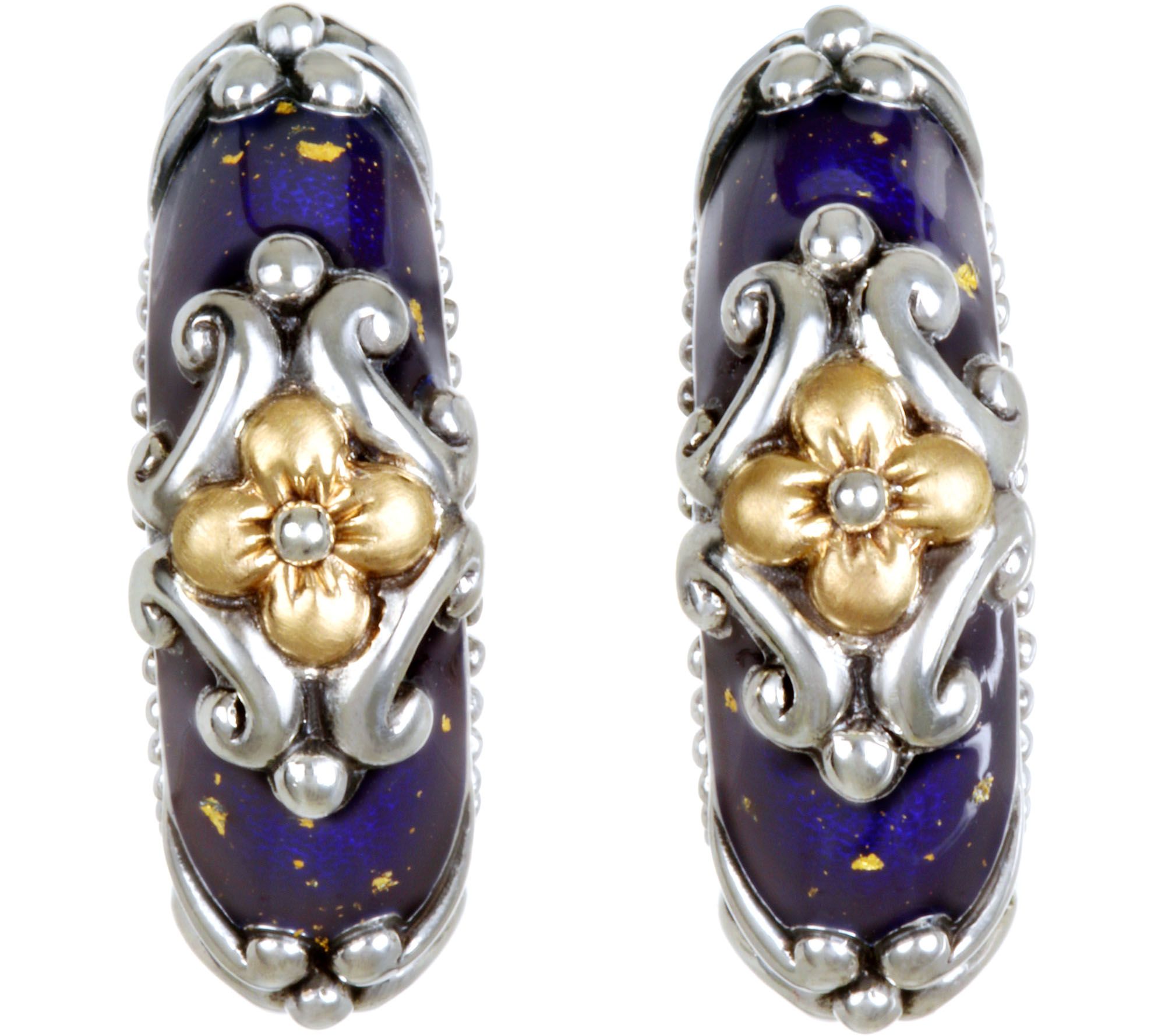 Barbara Bixby Sterling & 18K Enamel Earrings