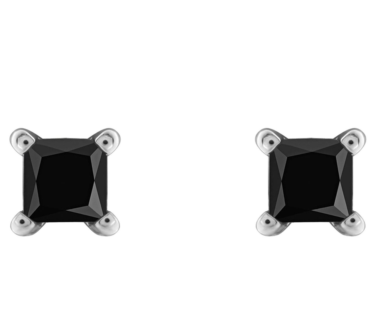 Affinity 14K 1/2 cttw Princess-Cut Black Diamond Stud Earring - QVC.com