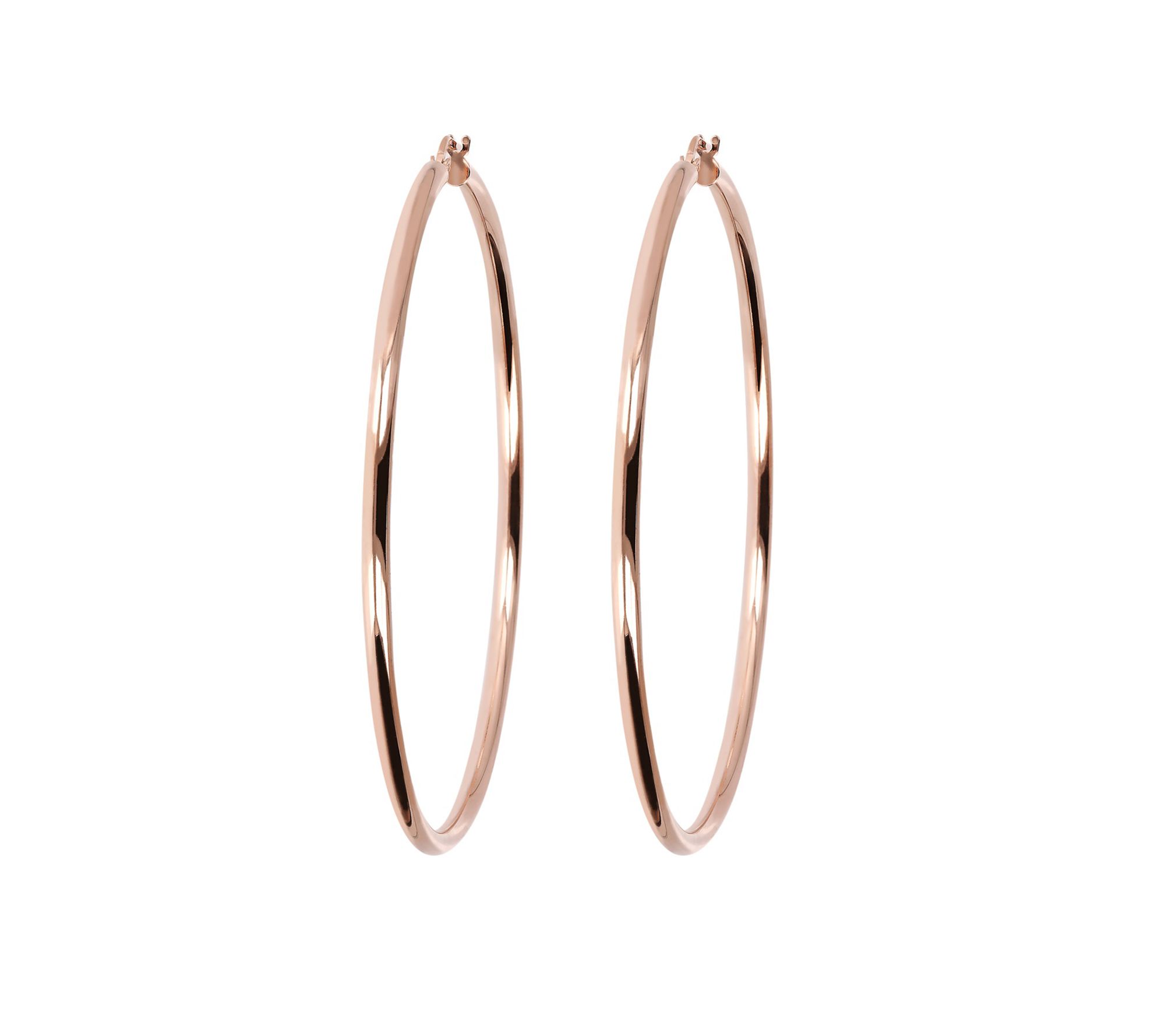 Italian Silver 3" Round Polished Hoop Earrings,Sterling