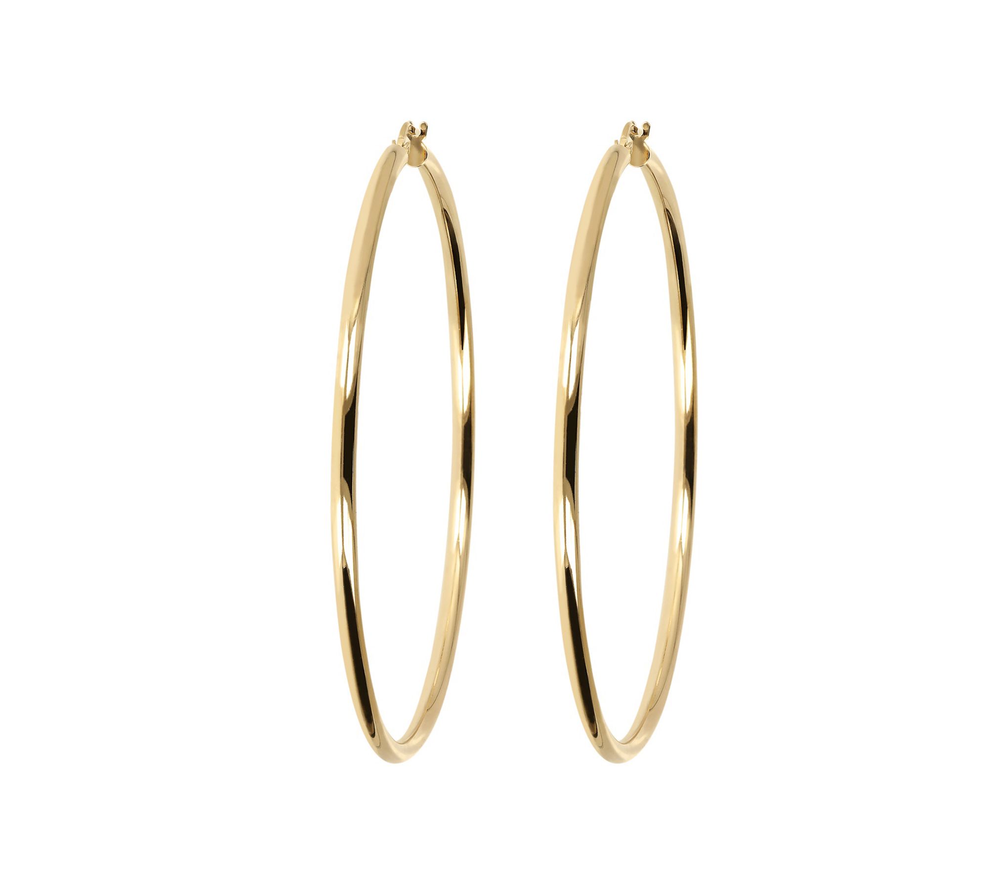 Italian Silver 3" Round Polished Hoop Earrings,Sterling