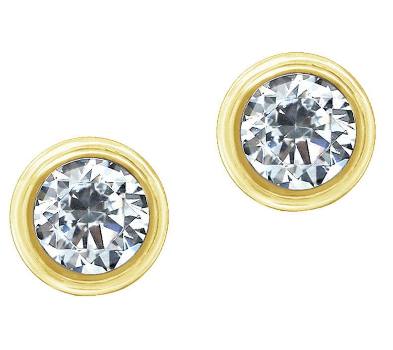 Diamonique Sterling 2.00 cttw Round Bezel Set Stud Earrings