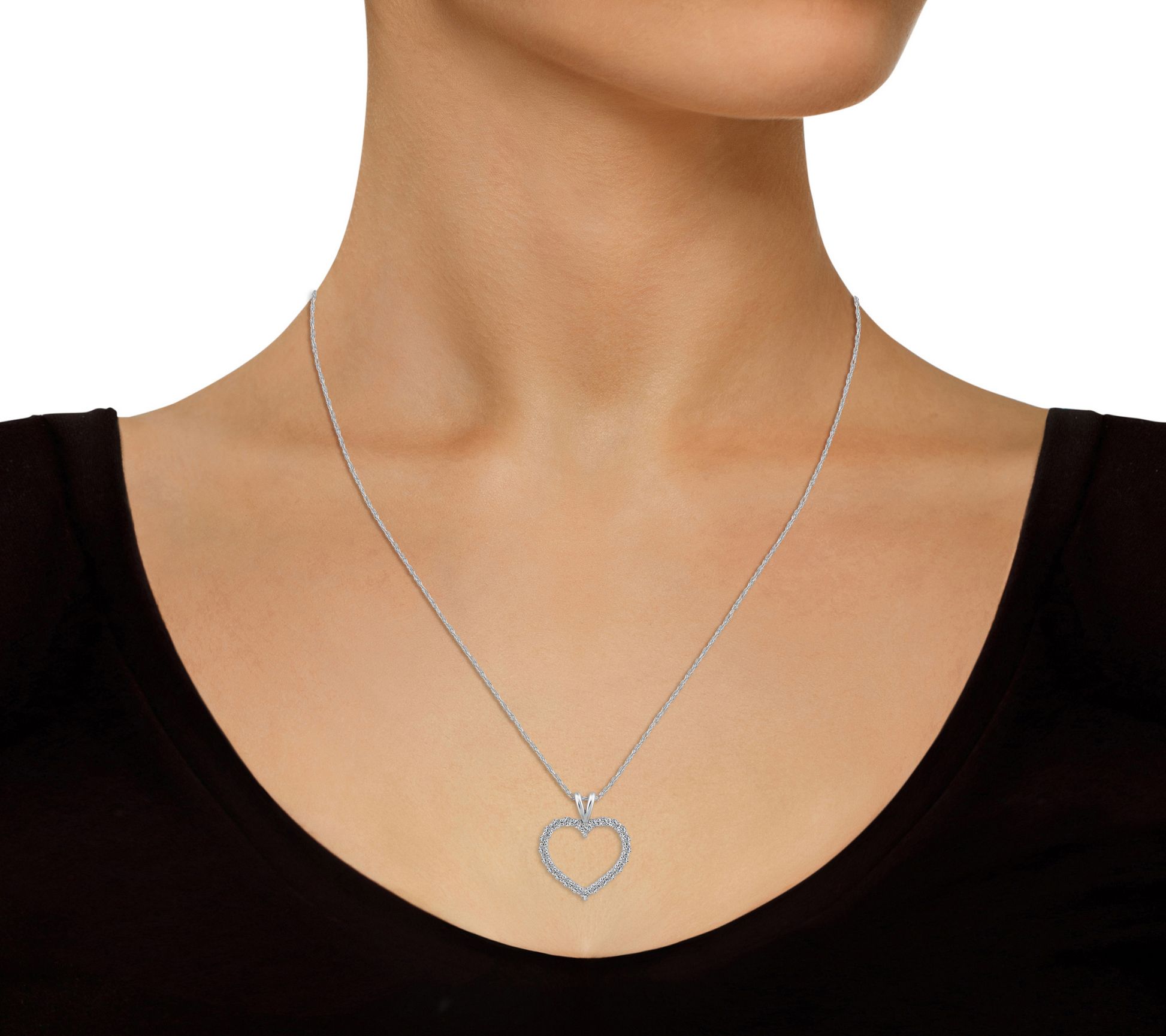 Affinity 0.50 cttw Diamond Heart Pendant w/ Chain, 14K Gold