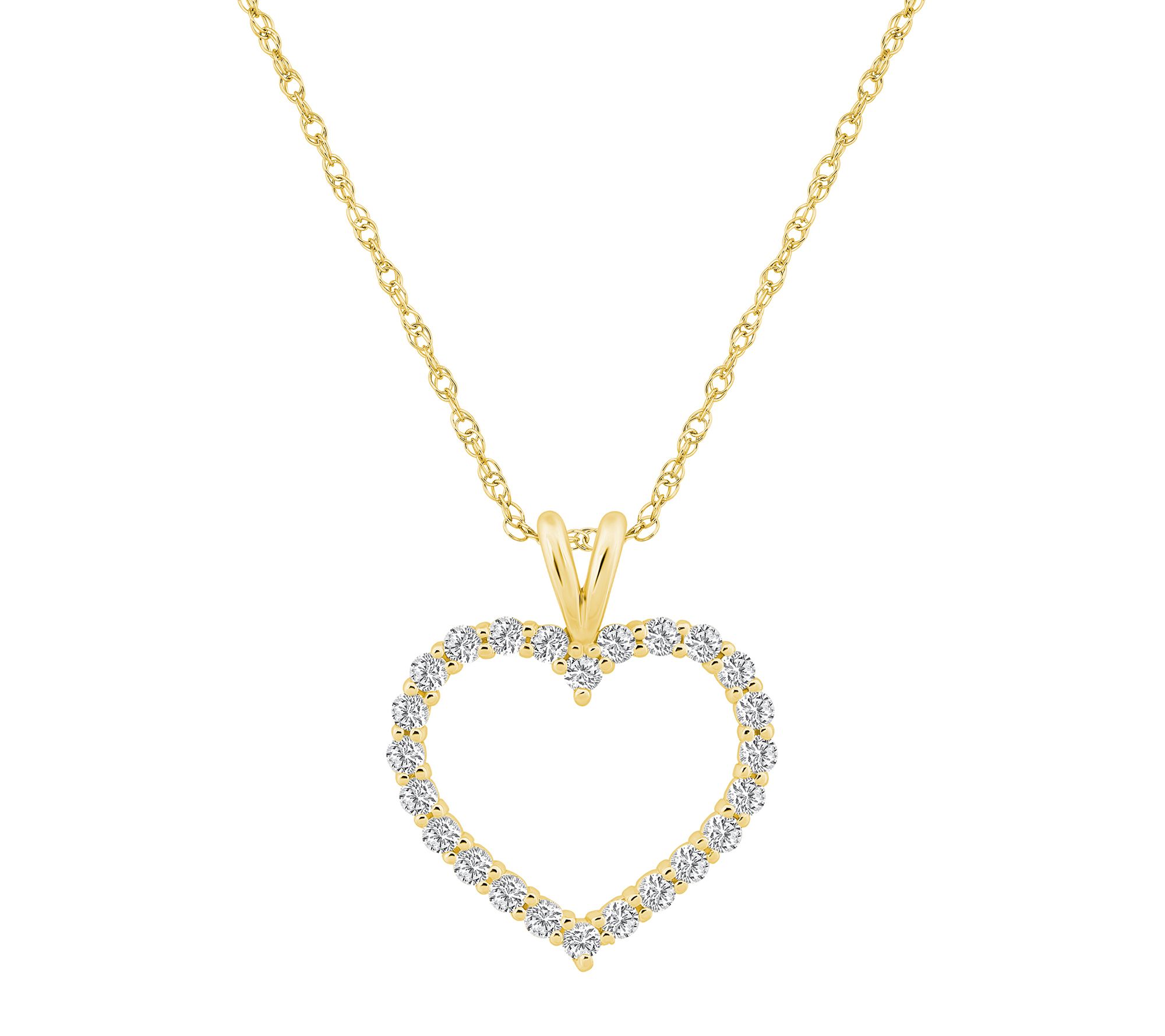 Affinity 0.50 cttw Diamond Heart Pendant w/ Chain, 14K Gold