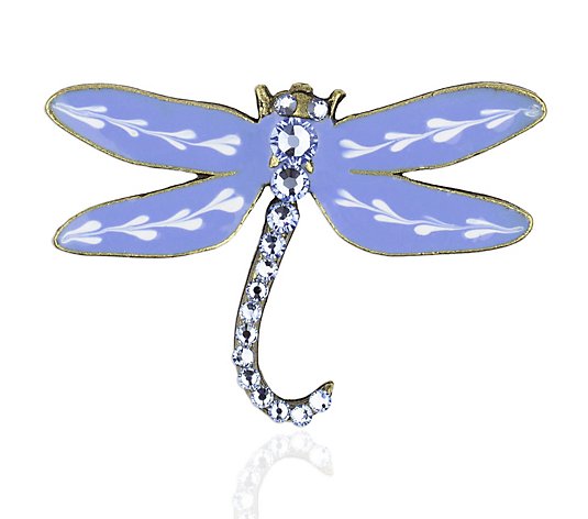 Anne Koplik Light Blue Dragonfly Crystal Pin