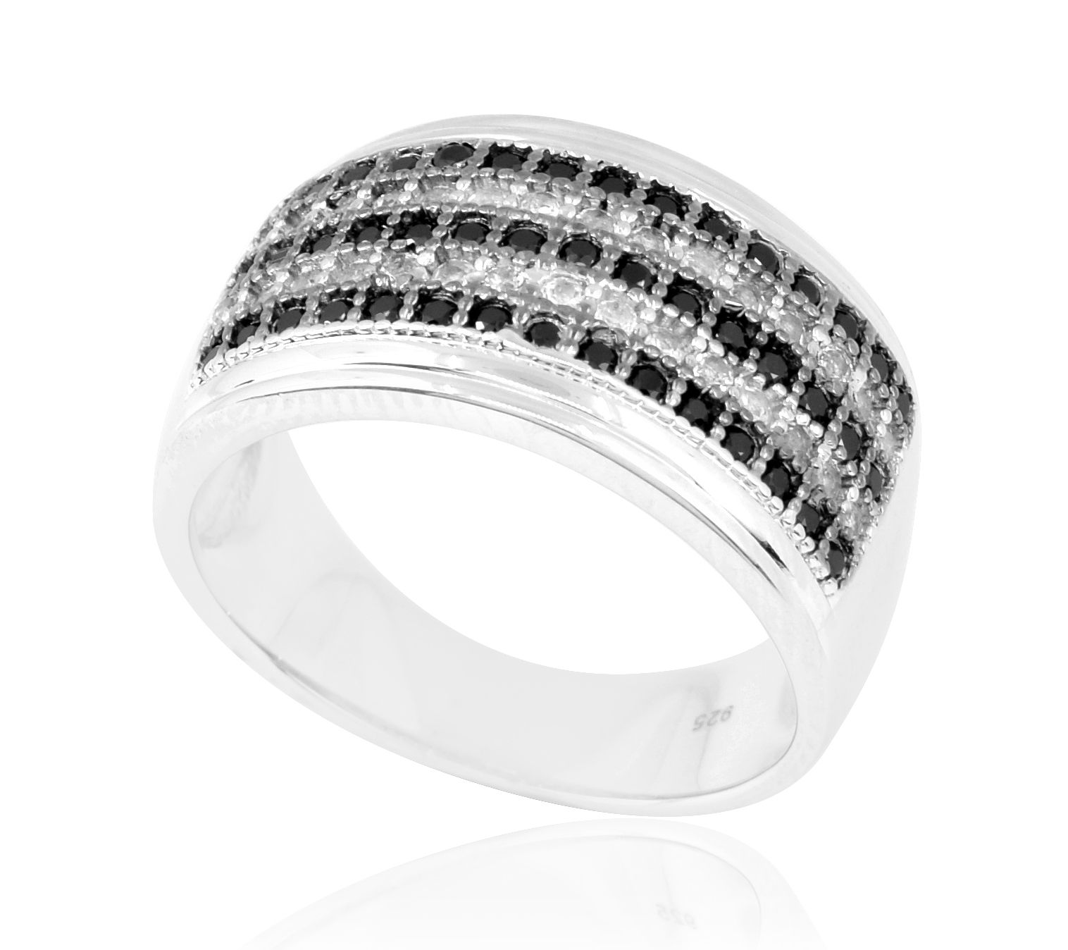 Sterling Silver Black Spinel & White Topaz Ring