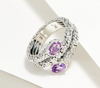 JAI Sterling Silver and Gemstone Bypass Ring - J398598