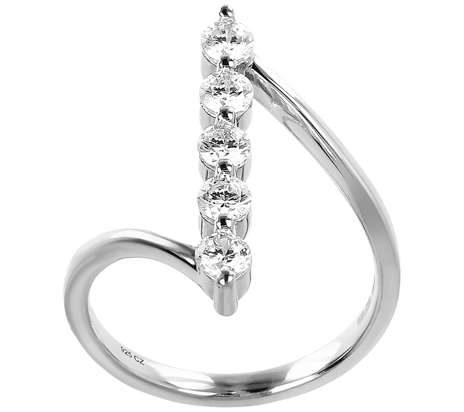 Diamonique 0.60 cttw Linear Design Ring, Sterli ng Silver