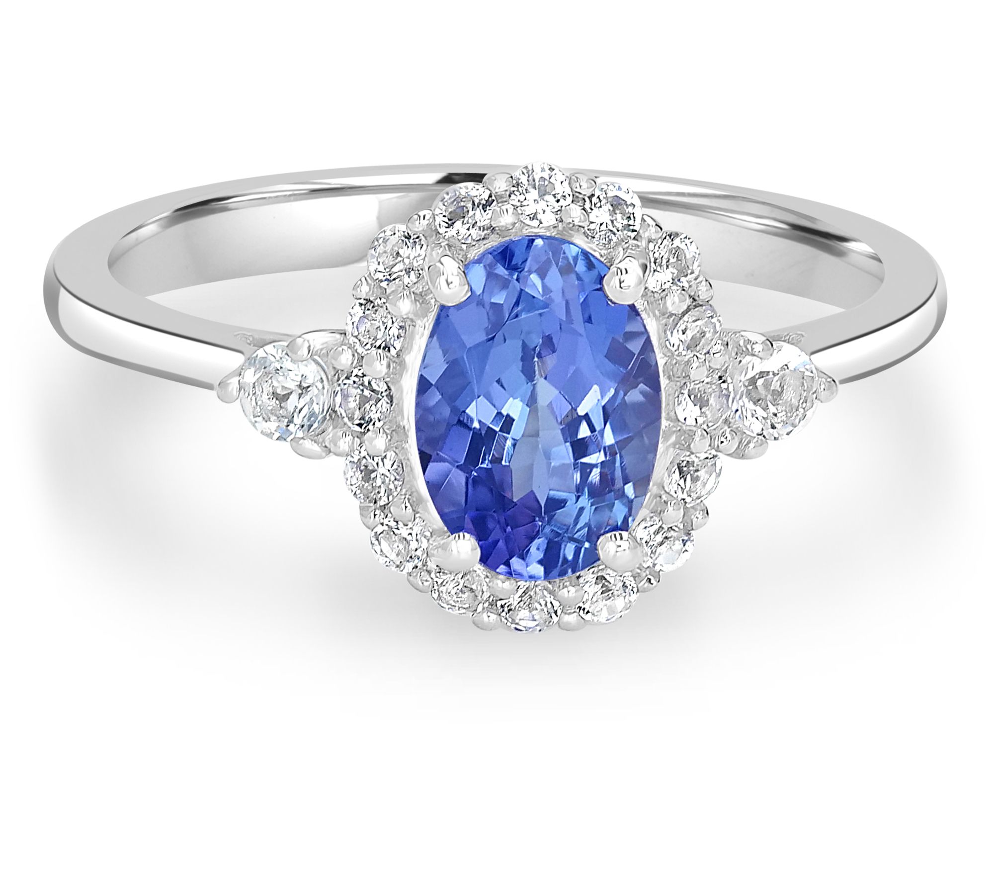 Sterling Silver Multi-Gemstone Halo Ring
