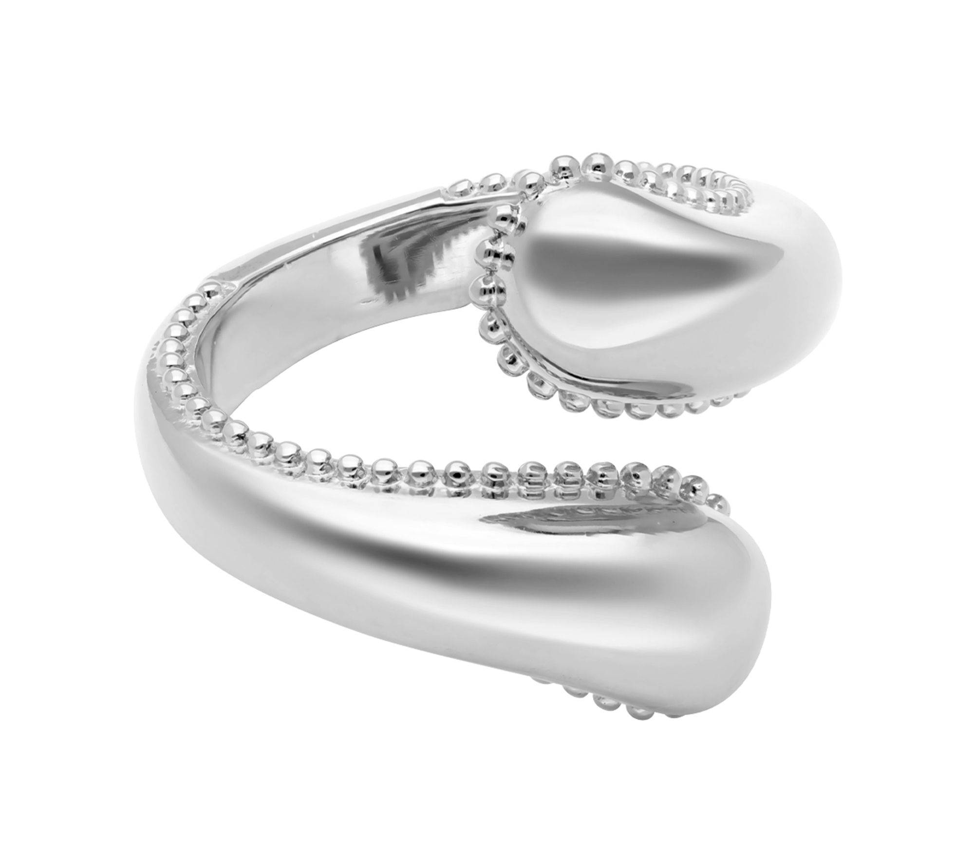 Elyse Ryan Sterling Silver Beaded Bypass Ring