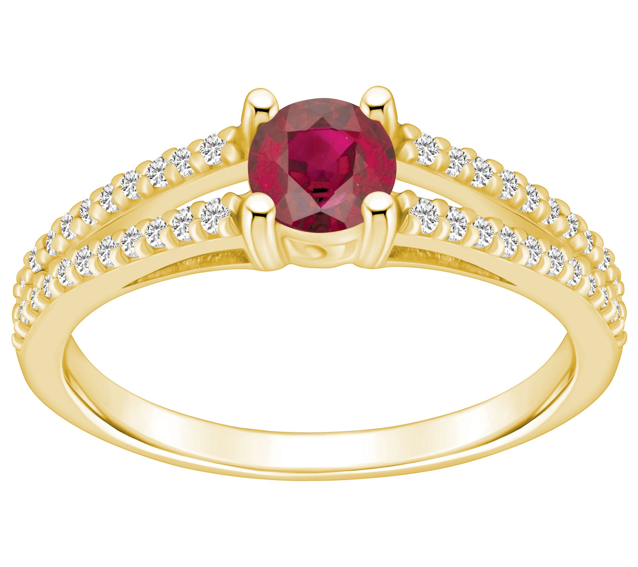 Affinity Gems Round Gemstone & Diamond Ring, 14K Gold